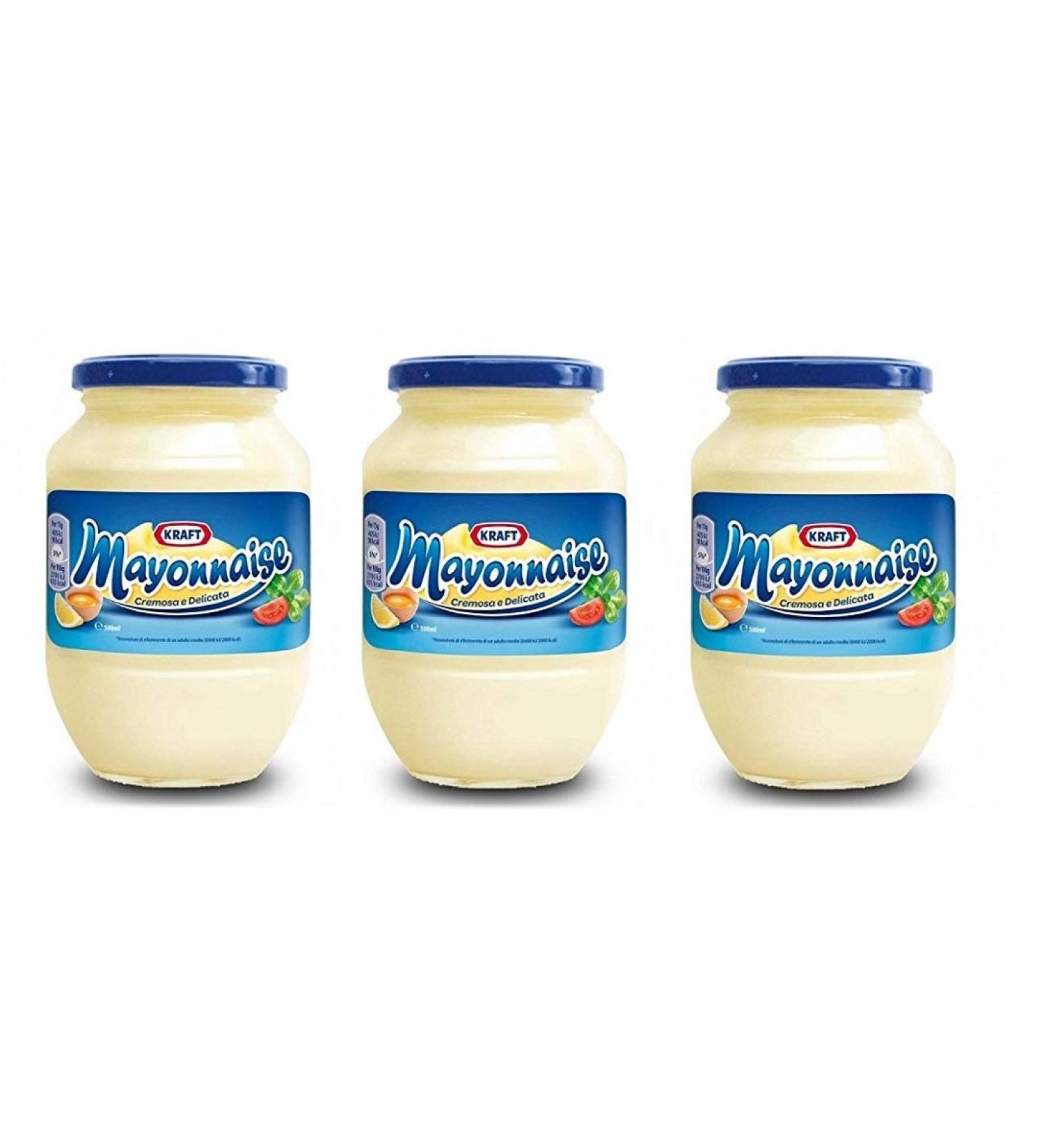 Kraft Set of 3 classic mayonnaise table sauces in a glass jar creamy and delicate 500g