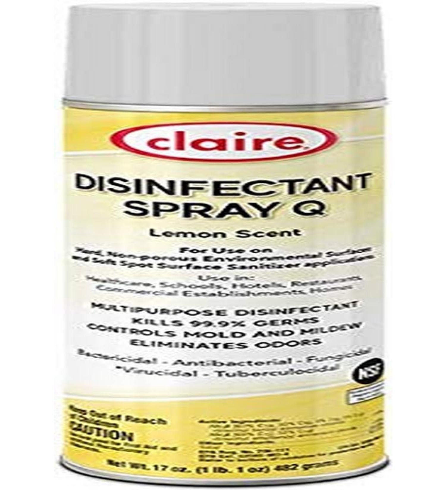 Claire Disinfectant Spray Q Colorless Lemon Scent 17 Fl Oz