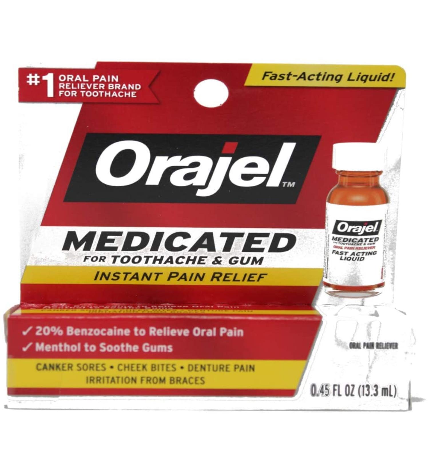 Orajel Maximum Strength Liquid 0.45 Fl Oz - Fast Pain Relief (1 Count) - Buy Online on GoSupps.com