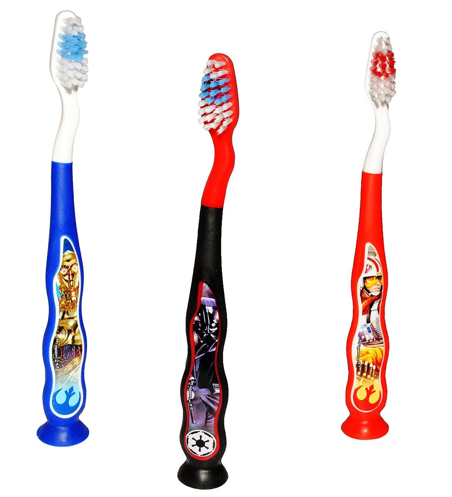 Star Wars Tooth Brushing Set - 3-Piece Baby & Kids Toothbrushes with Suction Cups | High Quality Bristle | all-meine.de GmbH - Buy Online on GoSupps.com