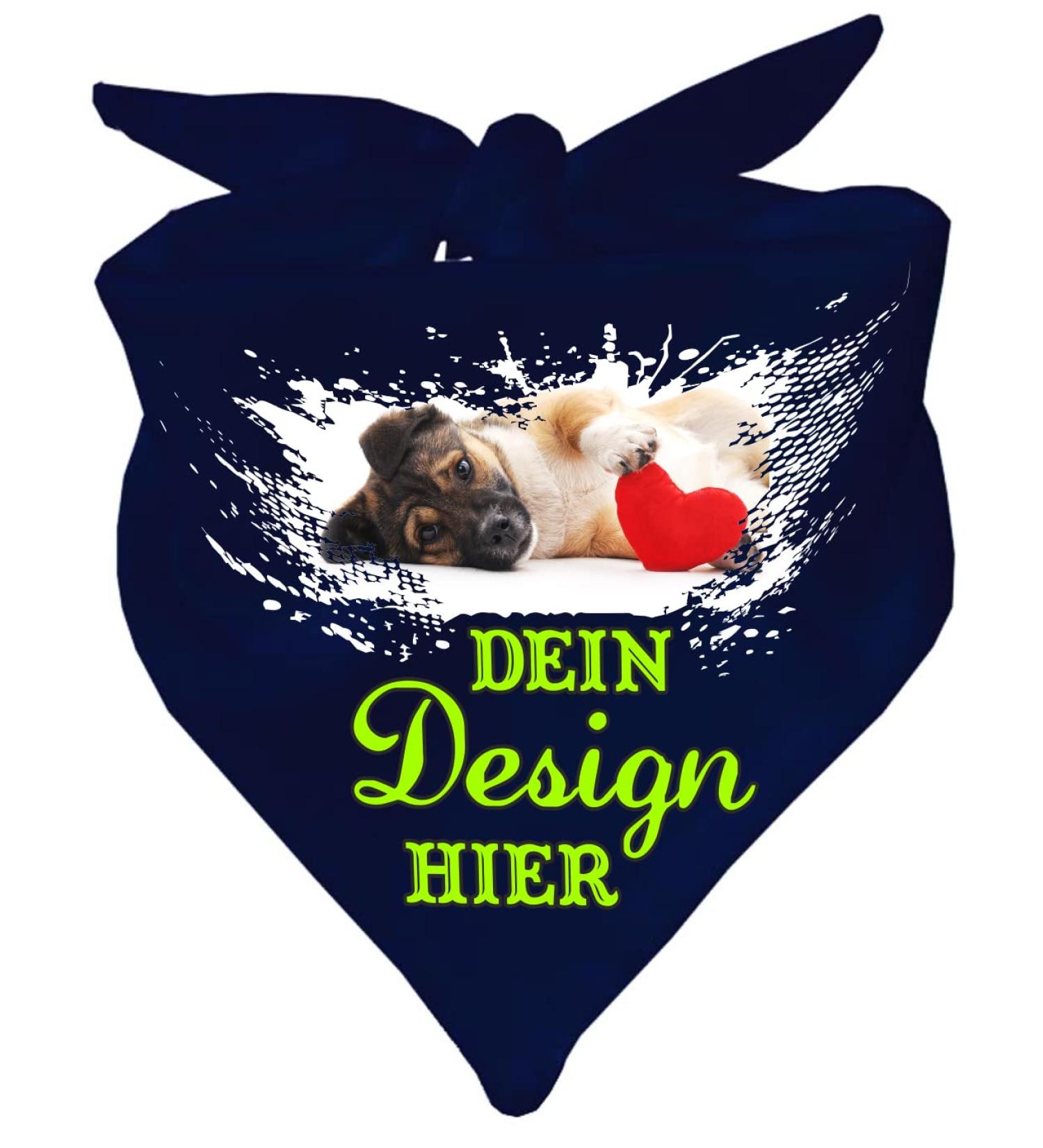 Personalized Navy Dog Triangular Scarf - Custom Motif Size 68x20 cm - International Shipping - Buy Online on GoSupps.com