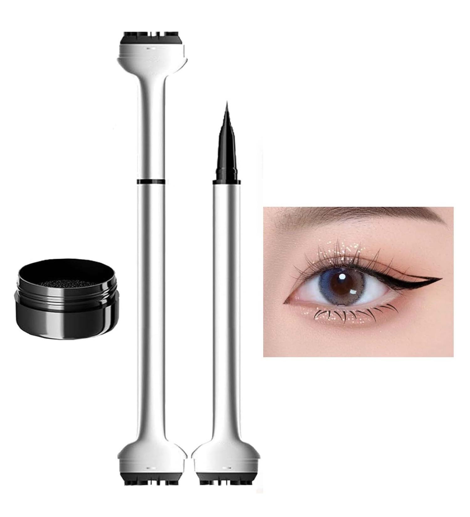 Lower Lash Stamp 2-in-1 Waterproof Eyeliner and Lower Eyelash Stamp Set Reusable Dual Head Quick Eye Makeup Tool with Ink (Black) - Buy Online on GoSupps.com