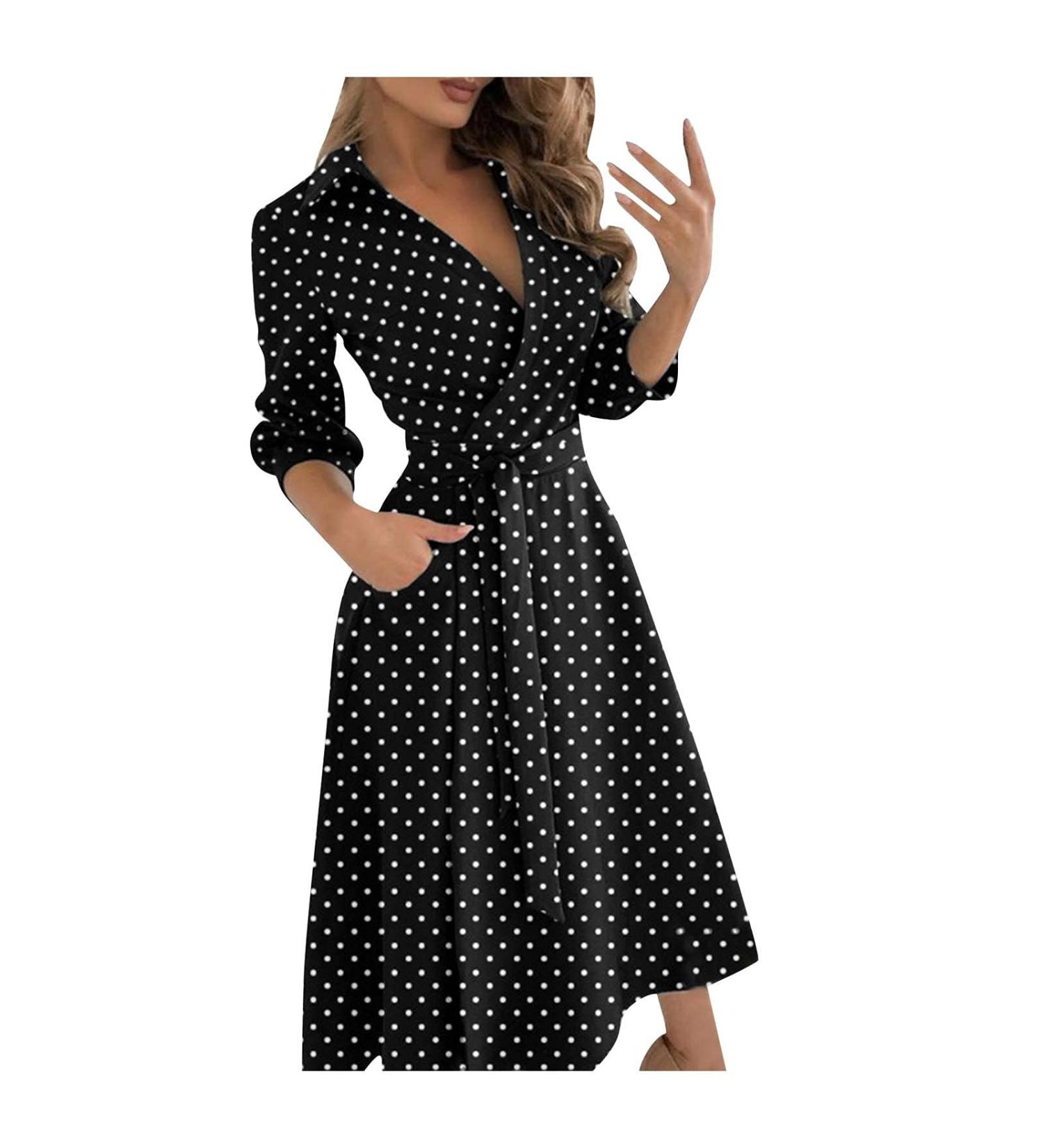 Elegant Haiorziyou Tunic Dress for Women - V-Neck Knitting Long Dress | Summer & Autumn Fashion | Red & Black Party Dress - Buy Online on GoSupps.com