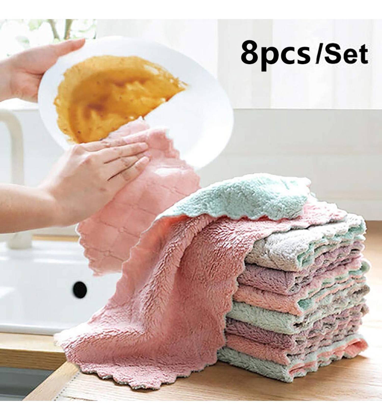 Nylon Dish Cloth Home Dish Wipe 8PCS Absorbent Towel Clean Rag Kitchen Sink Corals Wiping Cleaning Supplies Dish Rags for Kitchen (Multicolor One Size) Multicolor One Size - Buy Online on GoSupps.com
