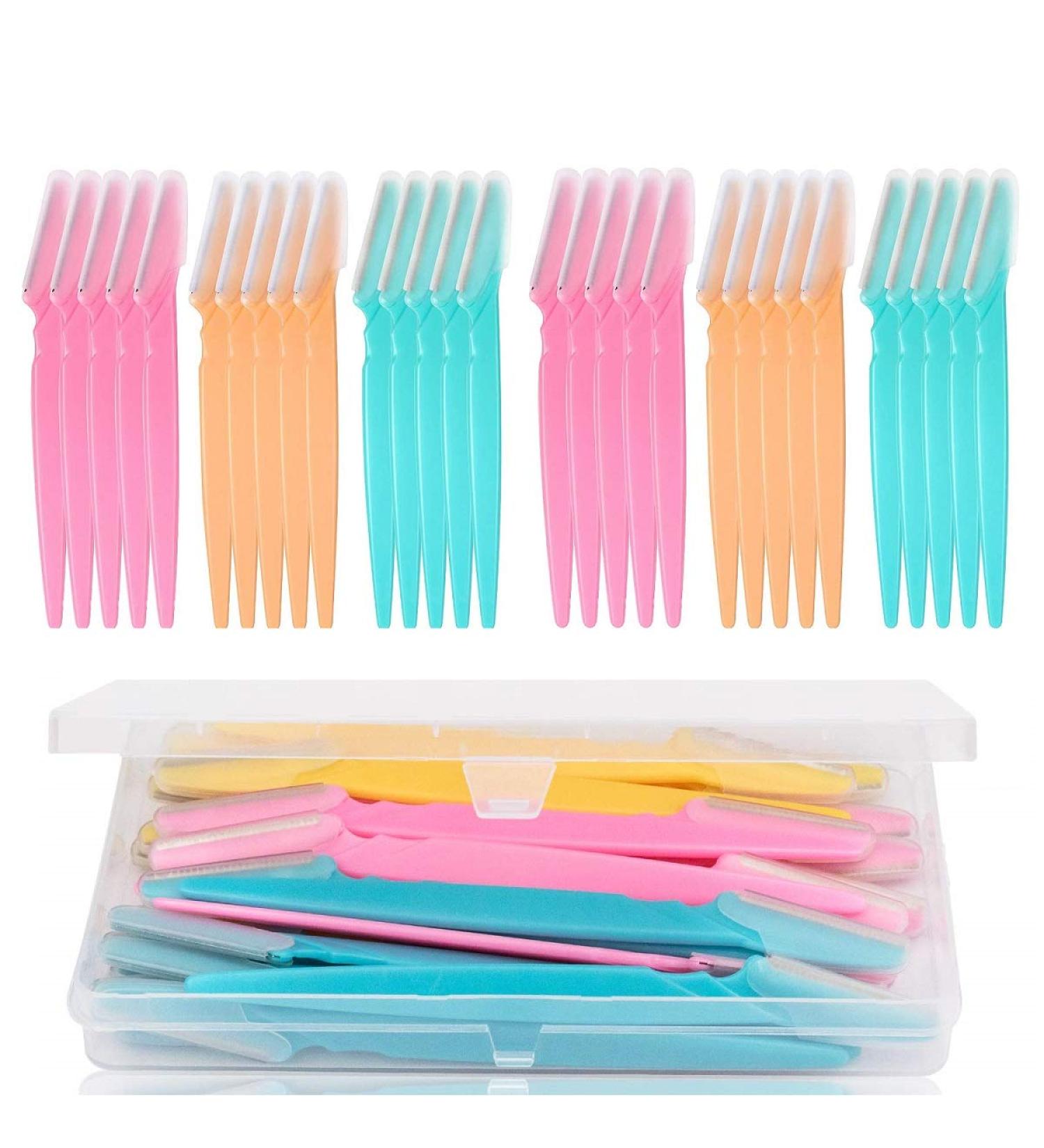 30 Pieces Eyebrow Razors Shaper Shavers Trimmers for Women and Men Face Hair Removers with Box Package 3 Colors - Buy Online on GoSupps.com