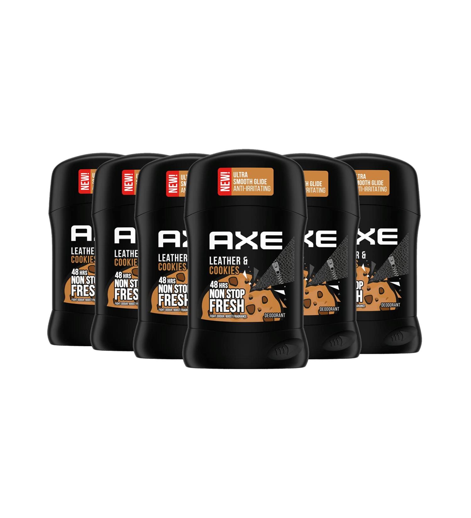  AXE Men's Deodorant Stick Leather & Cookies 48h non-stop fresh (Pack of 6 x 50ml) - Buy Online on GoSupps.com