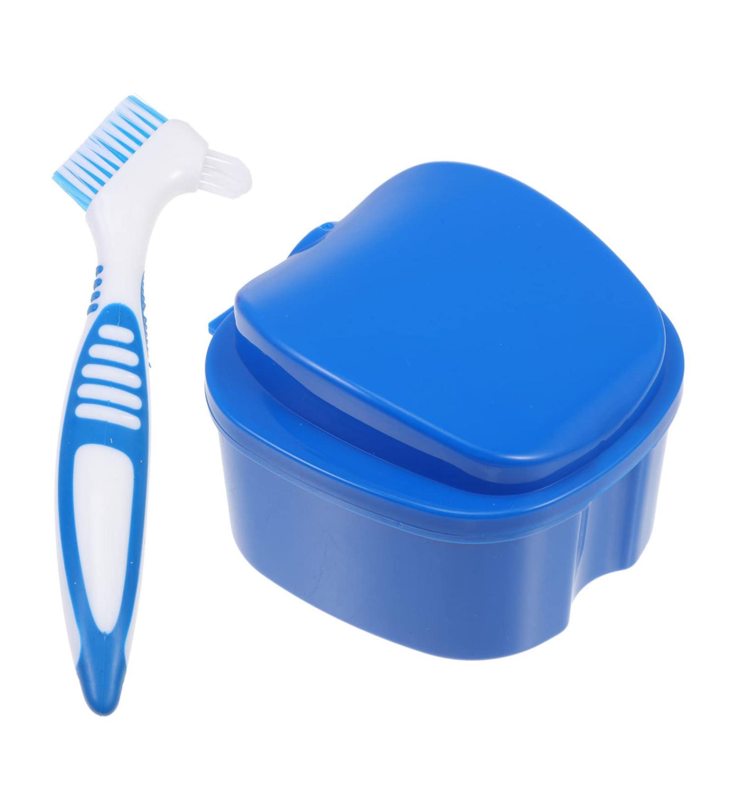 MILISTEN Dental Bath Case for Dentures & Toothbrush Travel Tooth Cleaning Container with Brushes (Blue) - International Shipping Available - Buy Online on GoSupps.com