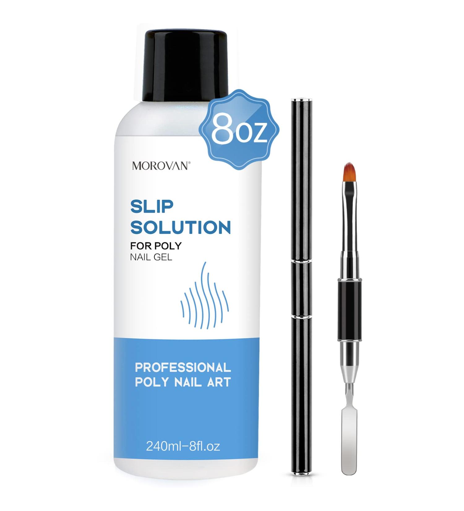 Morovan Slip Solution Poly Gel 8oz - Easy DIY Nail Extension Gel with Anti-Stick Brush - Clear and Convenient Gel Solution at Home - Buy Online on GoSupps.com