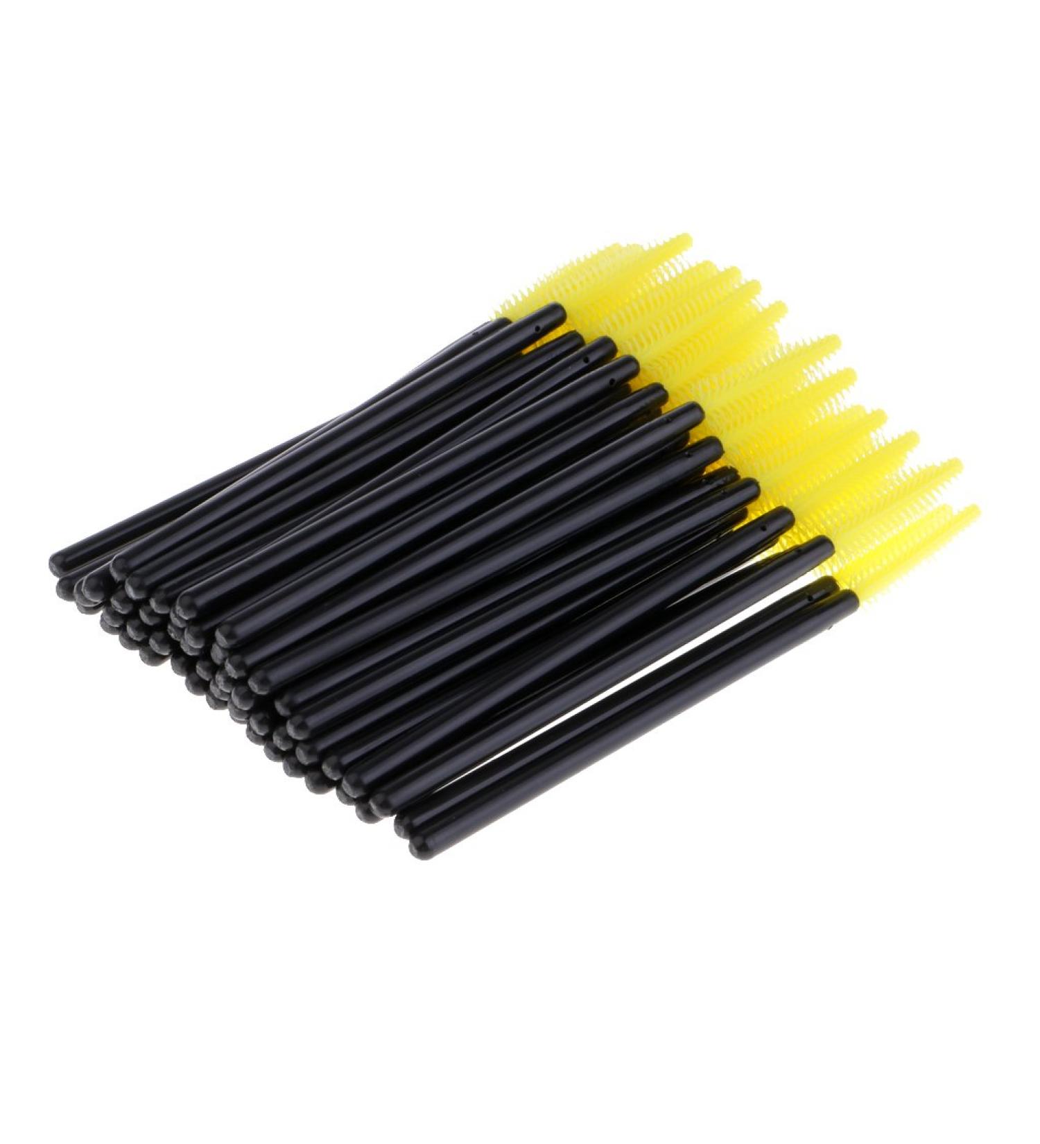 barenx Lot de 50 pinceaux mascara jetables pour femmes et professionnels - Jaune