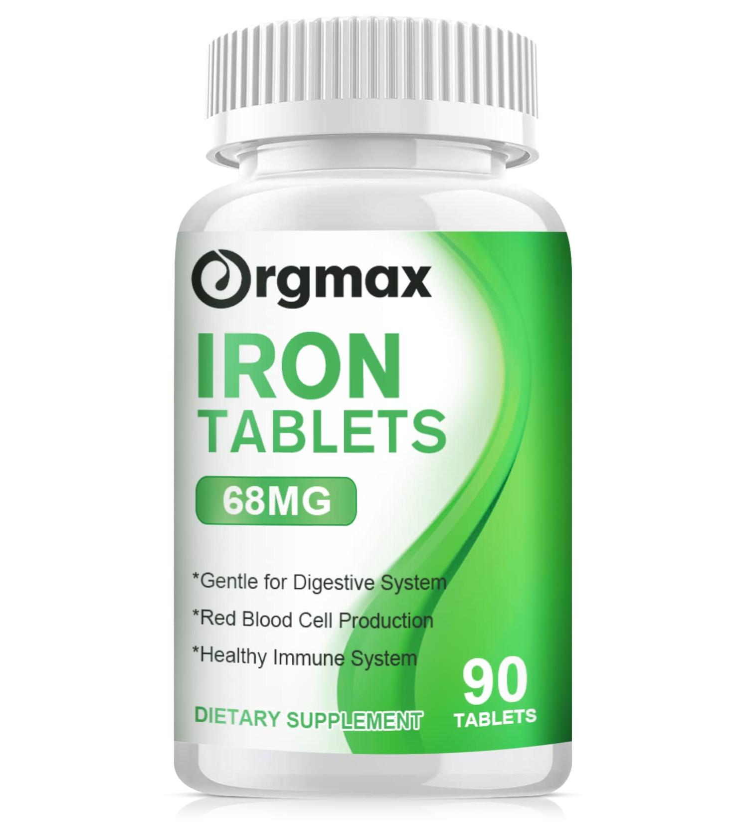 ORGMAX Multivitamin with Iron 68mg Supplement | Energy Support | High Potency | Vegan | 90 Tablets - Buy Online on GoSupps.com