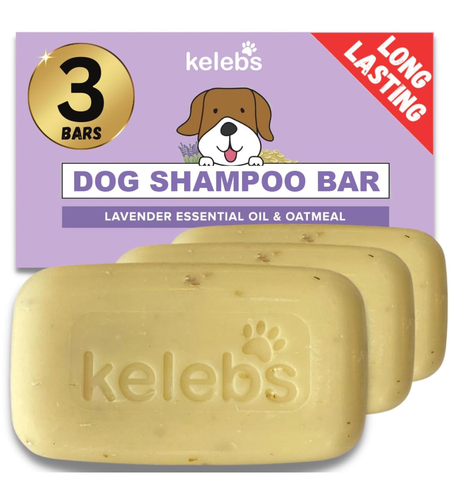 Kelebs Sensitive Skin Dog Shampoo 3PCS Set - Puppy, Itchy, Smelly Dogs - Natural Soap Bar with Lavender Oil & Oatmeal - Zero Plastic Waste - Vegan Formula - Buy Online on GoSupps.com