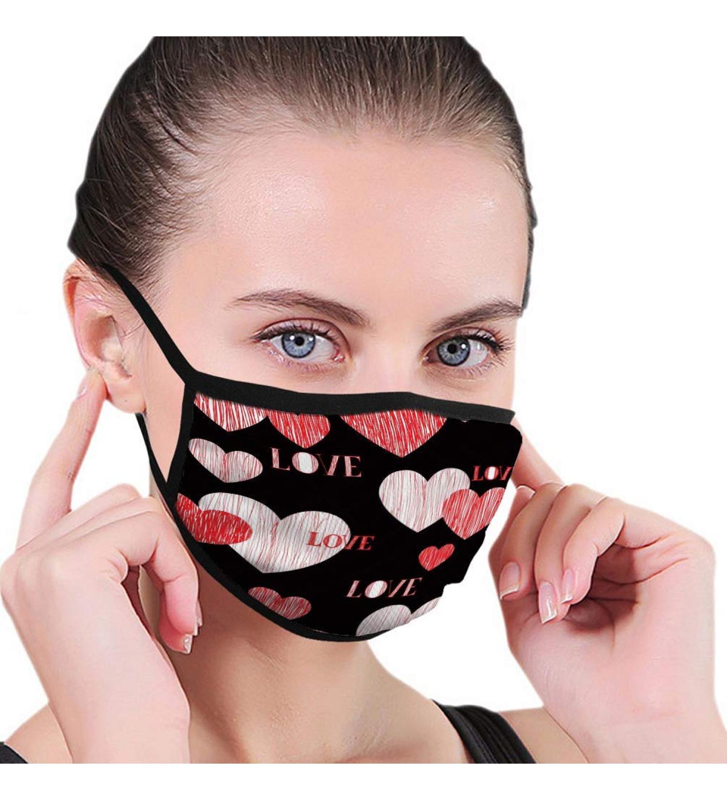 Breathable premium facial protection cover dear heart happily further day ornament valentine's day wall women men anti wind dust protection protective cover for skiing camping travel safety daily