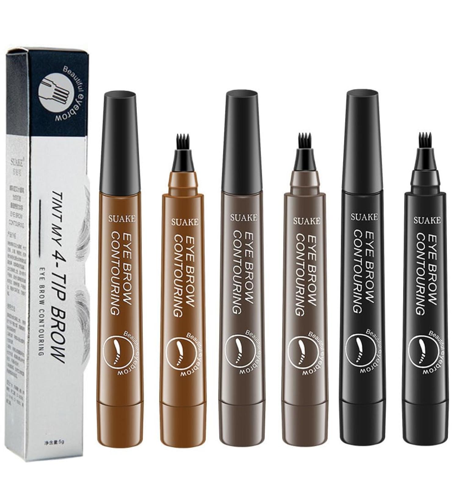 Suake Eyebrow Contouring Pen SUAKE Eyebrow Pen Waterproof Suake Eyebrow Pencil 4-Tip Micro-Fork Long Lasting Smudge Proof Liquid Eye Brow Pencils (3PCS-A) - Buy Online on GoSupps.com