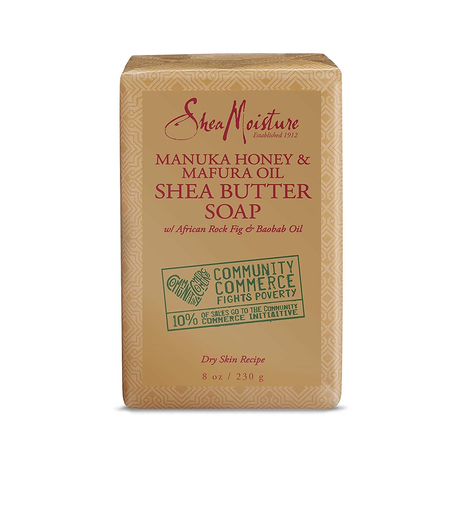 SheaMoisture Shea Butter Soap 8oz - Manuka Honey & Mafura Oil Bar Soap for Dry Skin - Buy Online on GoSupps.com