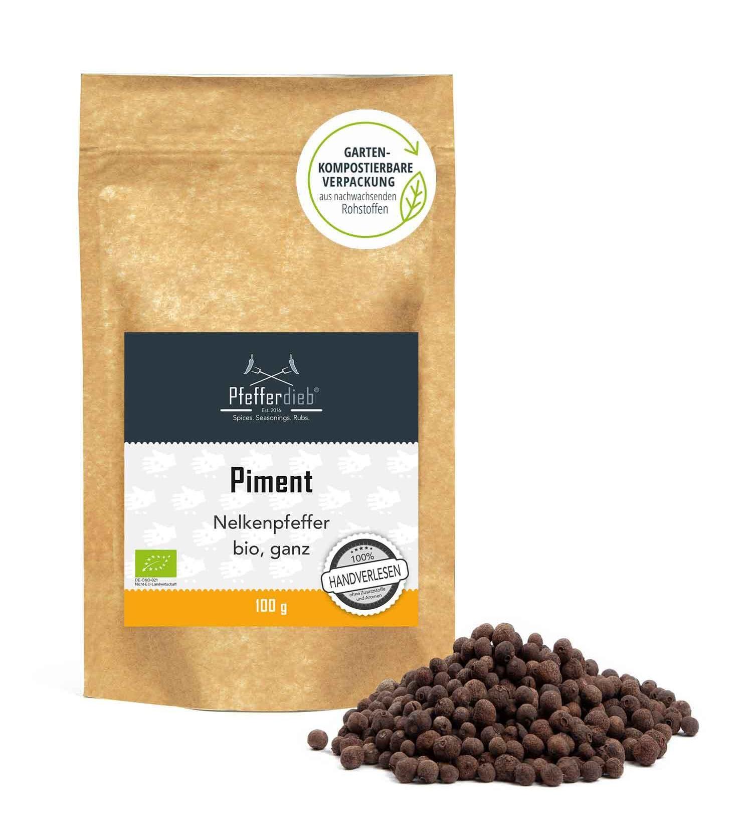 Organic Piment Whole - Premium Quality Carnival Pepper | 100g Vegan Hand-Made Piment Grains | Highly Aromatic | Pfefferdieb  - Buy Online on GoSupps.com