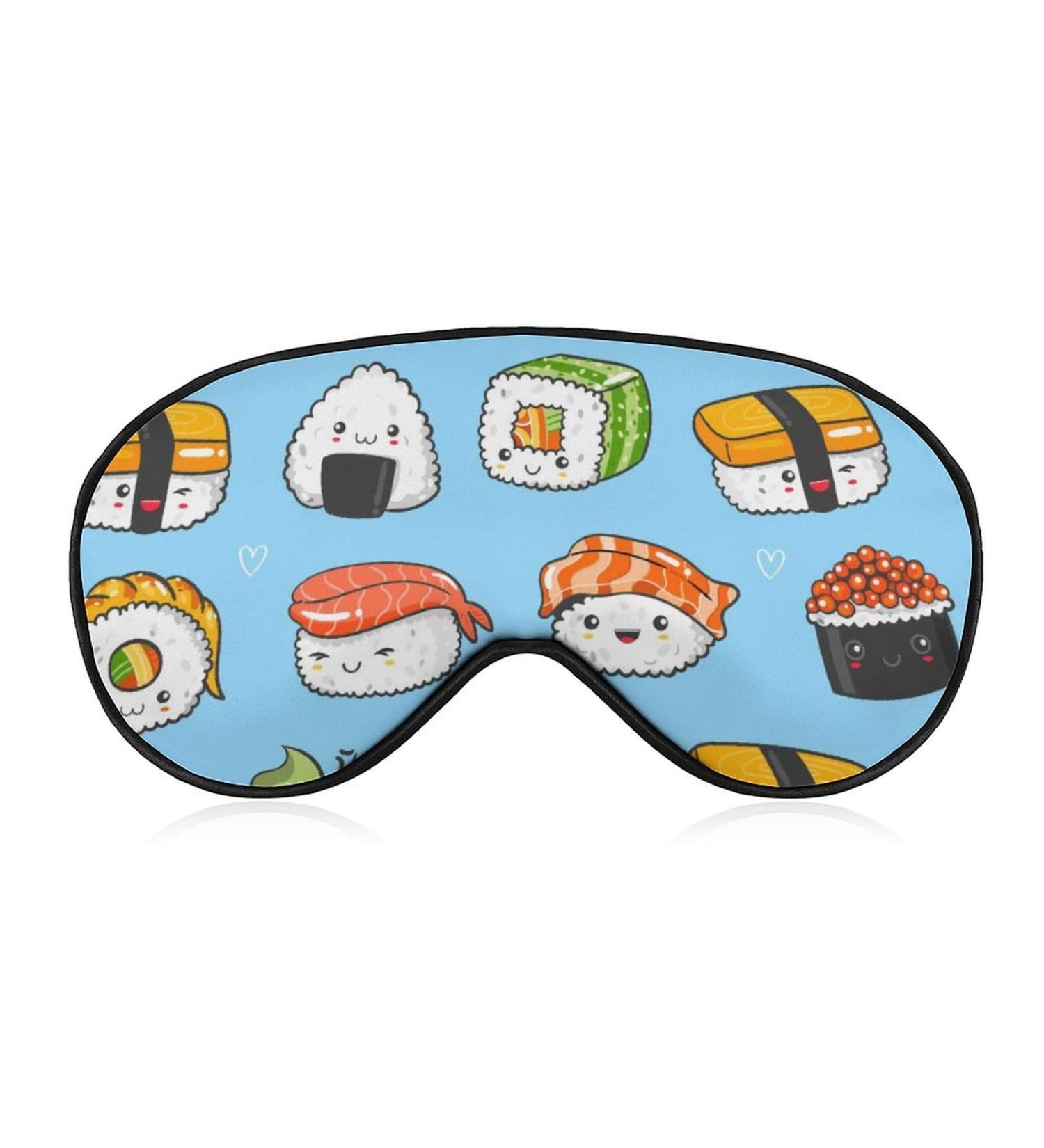 Kawaii Sushi Sleep Mask - Adjustable Strap Eye Cover for Sleeping, Blocking Light - Men and Women - Buy Online on GoSupps.com
