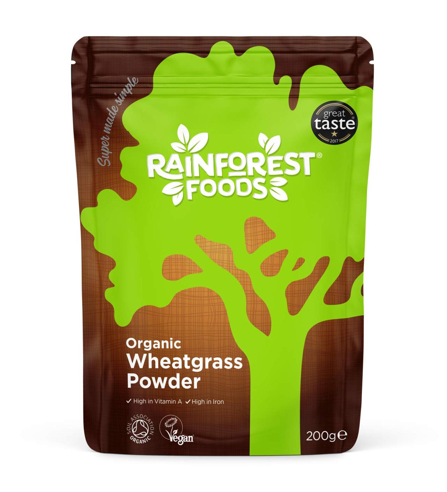 Rainforest Foods Organic New Zealand Wheatgrass Powder 200g 200 g (Pack of 1)