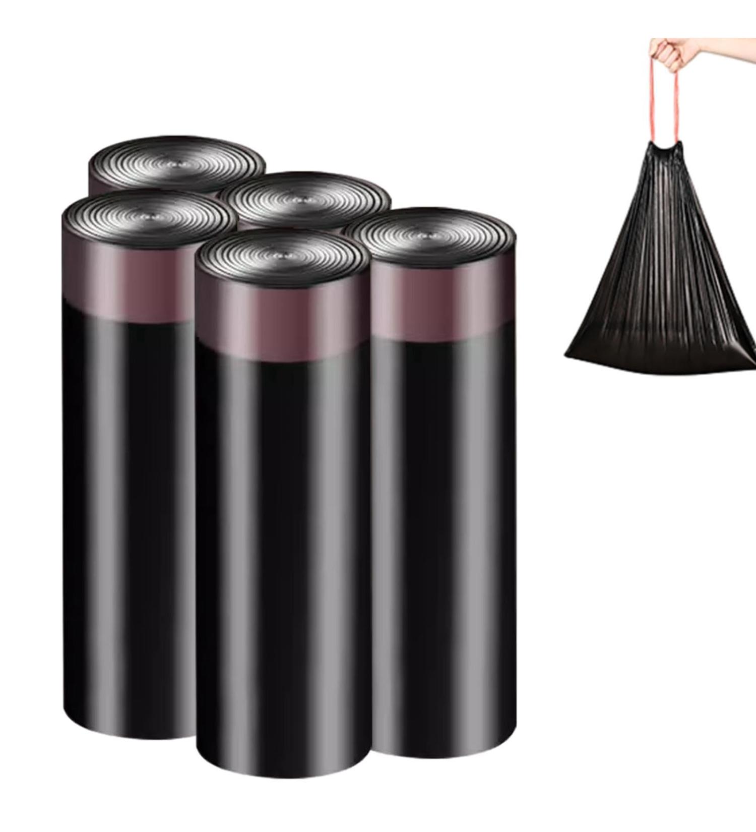 Fovolat Garbage Bag - Drawstring Kitchen Trash Can Liners Anti-Drip Trash Can Liners Leak-Proof Garbage Bags for Home Office and Bedroom 45*50 4.5g 75 Pieces Black - Buy Online on GoSupps.com