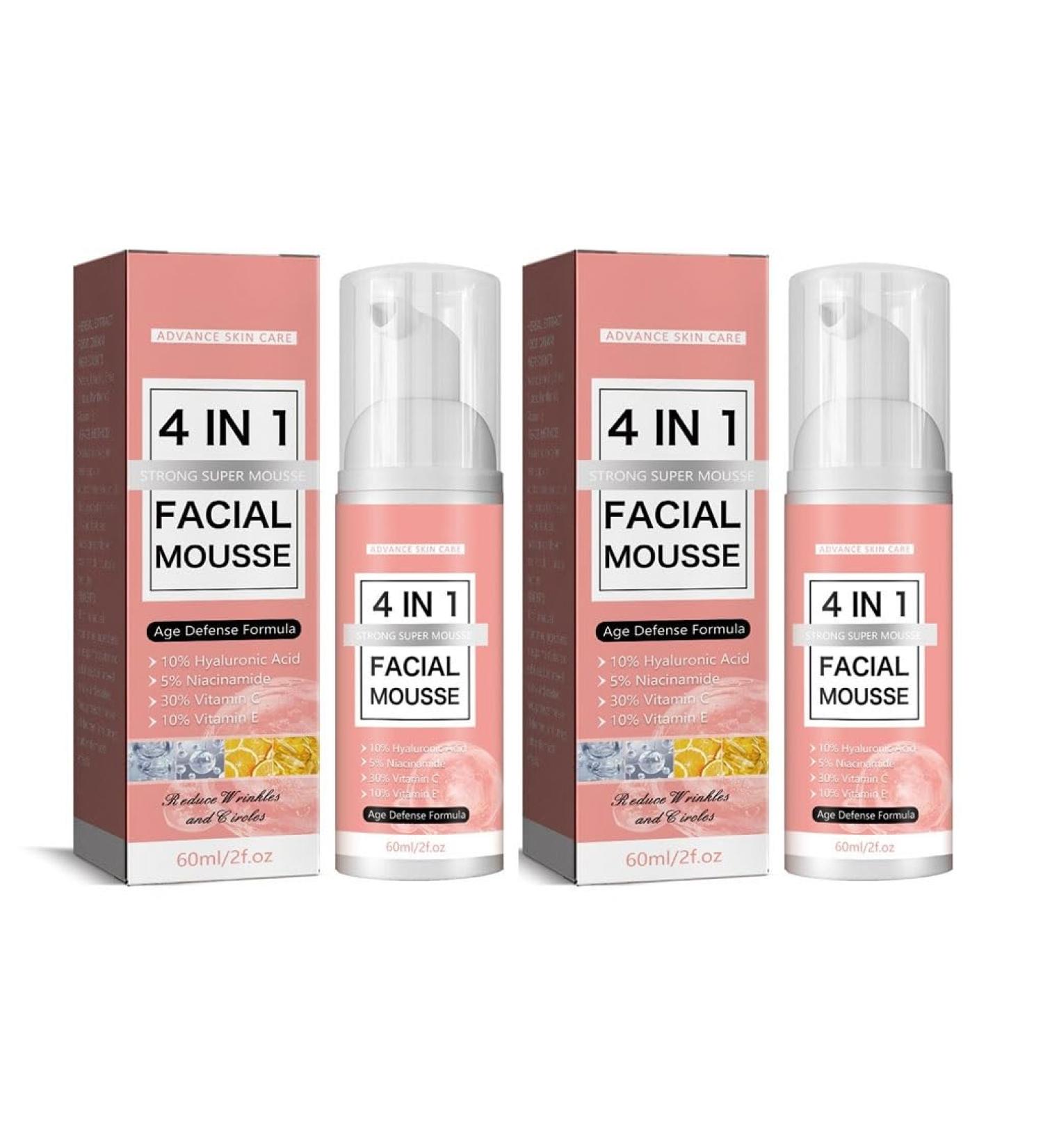 Mousse Nettoyante Visage 4 En 1: Nettoyage Profondeur Hydratation Att nuation Des Ridules Am lioration Du Teint Convient Plusieurs Types De Peau(2PCS) 1 g (Lot de 1) - Buy Online on GoSupps.com