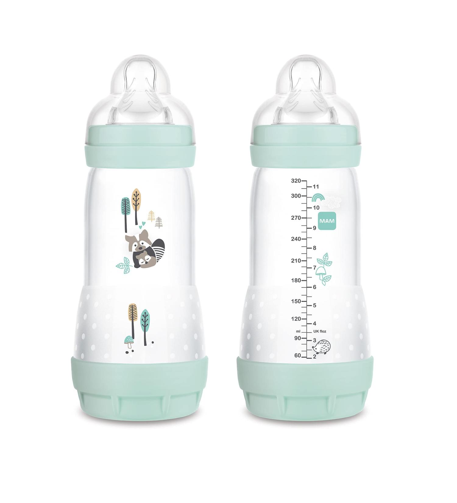 MAM Easy Start Anti Colic 11 oz Baby Bottle Easy Switch Between Breast and Bottle Reduces Air Bubbles and Colic 2 Pack 4+ Months Matte/Boy - Buy Online on GoSupps.com