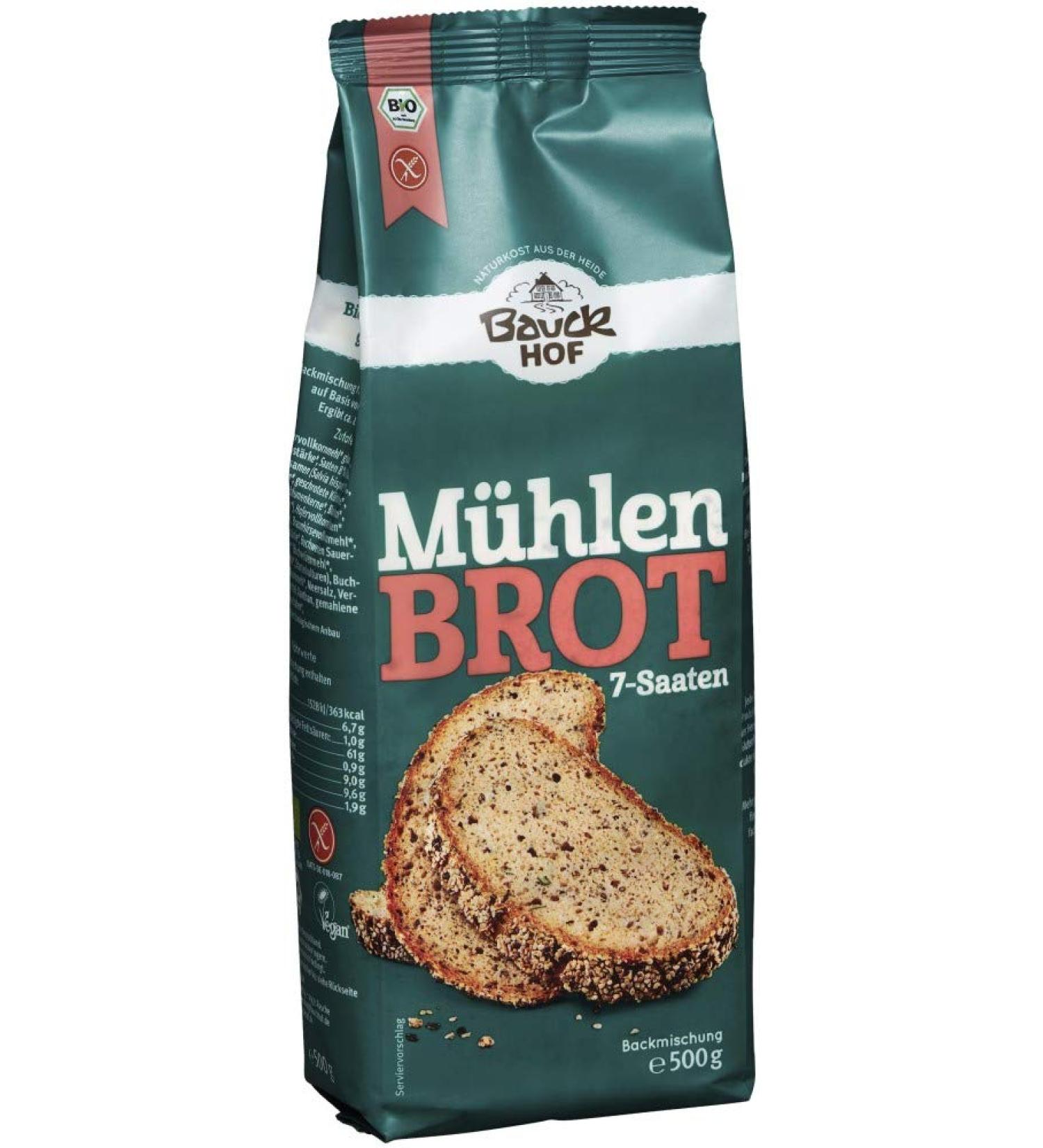 Bauckhof Seven seed mill bread-baking mixture gluten-free (500g) - Organic
