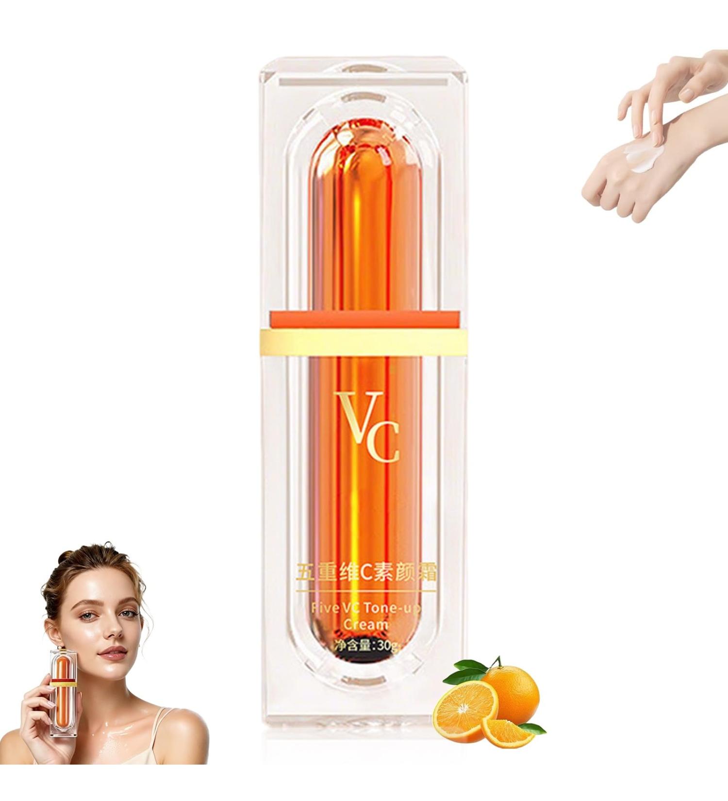 SIJINGZHIHUI VitaminC Makeup Tone Up Cream Five VitaminC ToneUp Cream Moisturizing Brightening Concealer Natural Looking Finish Lightweight Long Lasting For Different Skin1PC - Buy Online on GoSupps.com