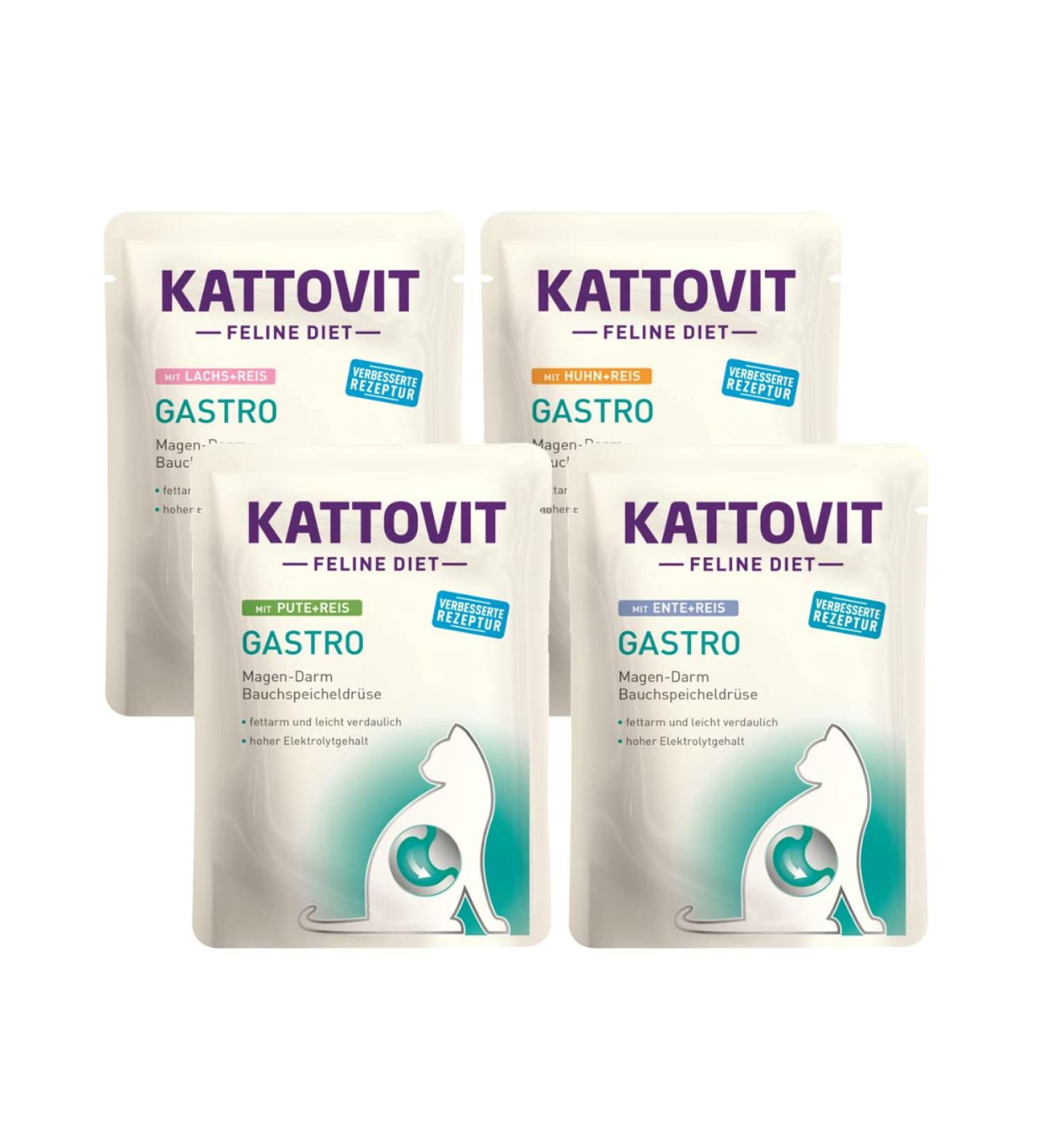 Kattovit Feline Diet Gastro Bundle 20x85g - Special Wet Food for Cats with Gastrointestinal Issues - 4 Varieties Available - Buy Online on GoSupps.com