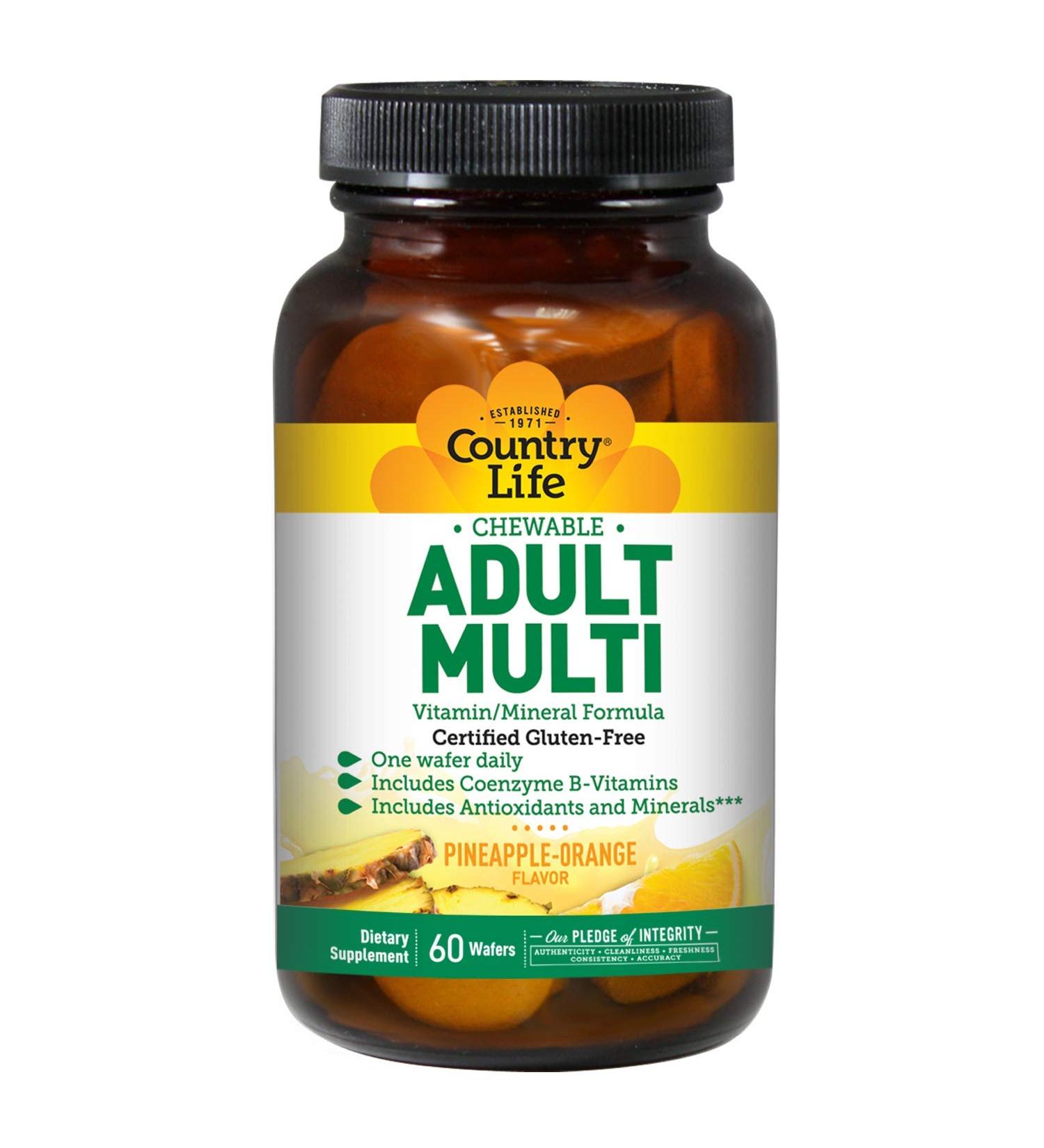 Country Life Chewable Adult Multi â€“ Pineapple-Orange 60 Wafers | Essential Vitamins - Buy Online on GoSupps.com
