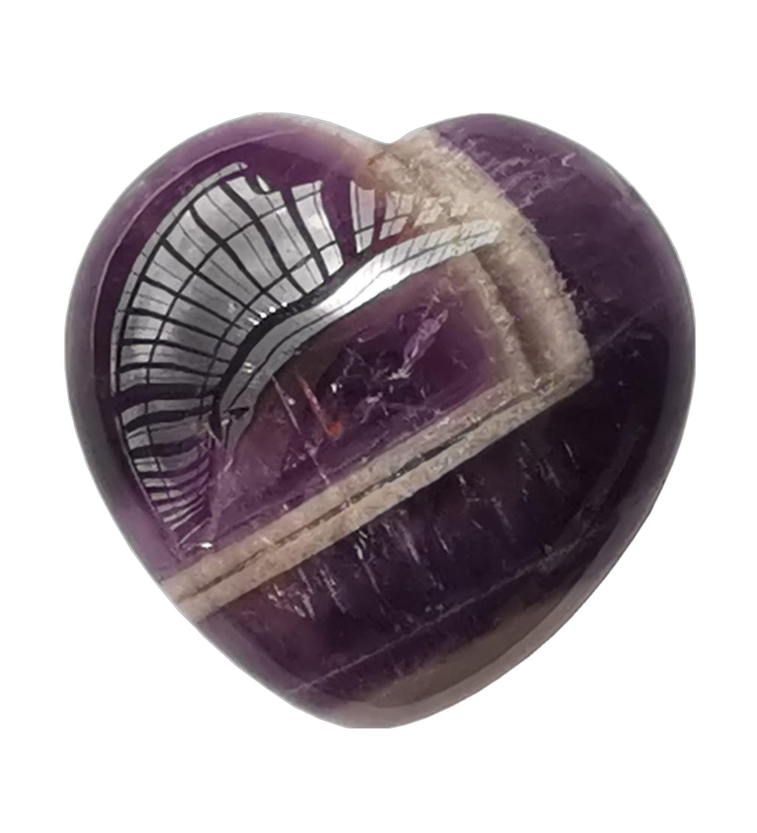 Buy Manekieko Natural Amethyst Palm Worry Carved Heart Love Stone - 40mm Healing Crystals for Stress Relief & Wellness | International Shipping - Buy Online on GoSupps.com