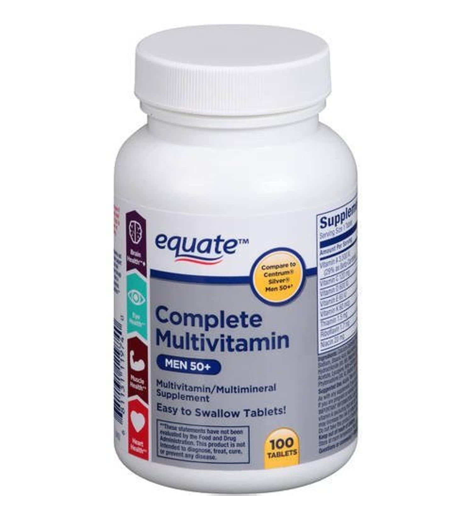 Equate - Complete Multivitamin Men 50+ 100 Tablets (Compare to Centrum) 100 Count (Pack of 1)