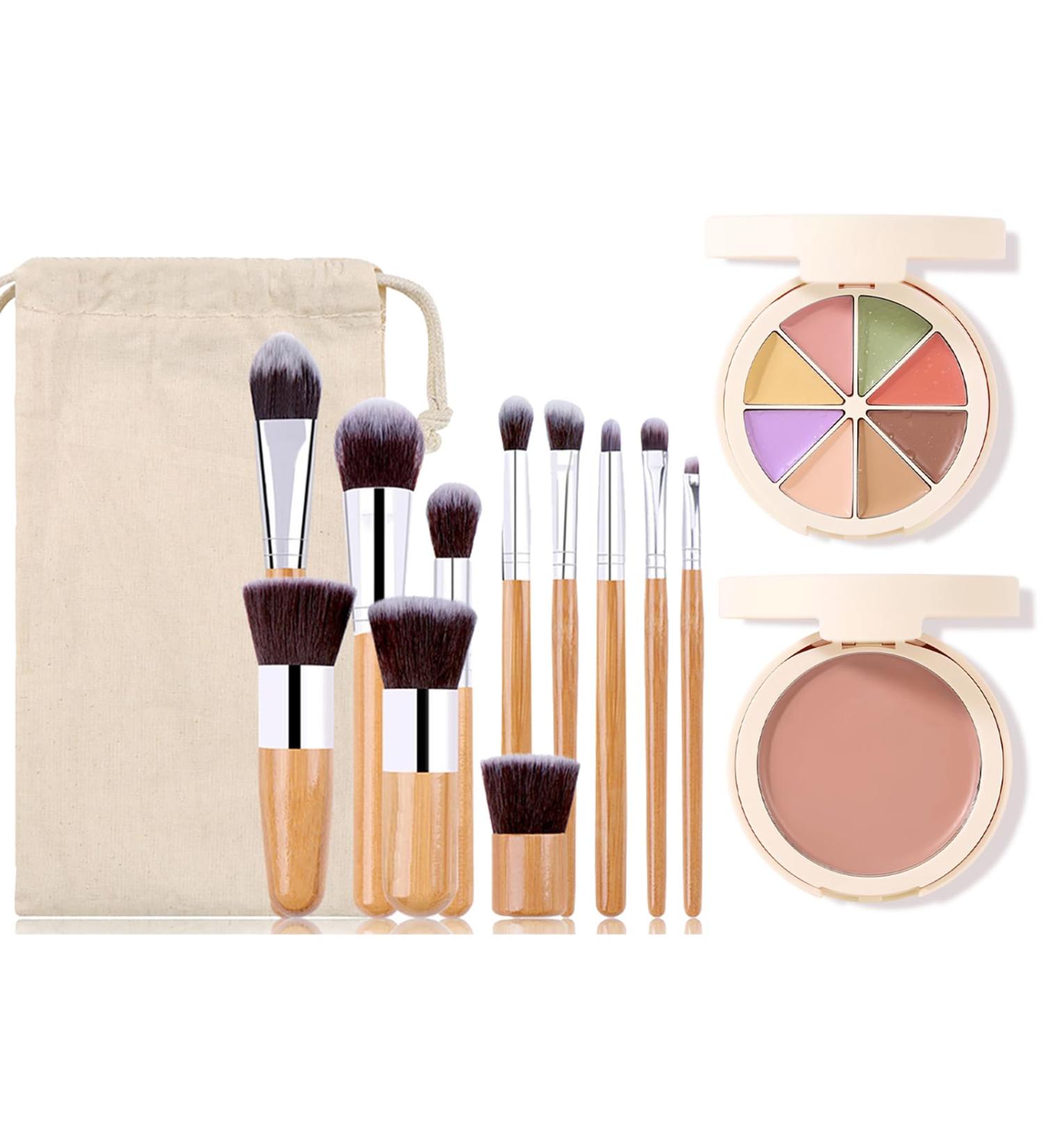 Professional Makeup Cream Contour Palette by MKNZOME - 8 Colours with Full Coverage, Makeup Brush Set - Contouring Face Make Up Gift for Women Girls | #4 - Buy Online on GoSupps.com