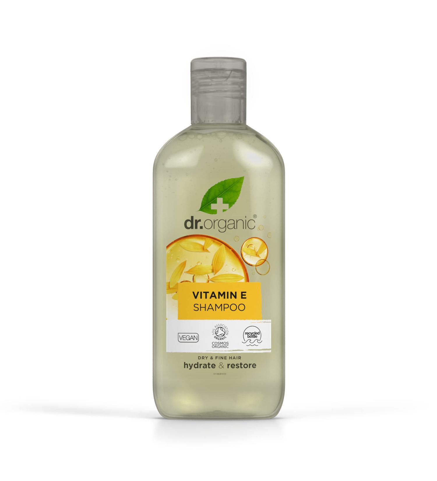 Dr Organic Vitamin E Shampoo 265ml - Natural Vegan, Cruelty-Free, Paraben & SLS Free - Buy Online on GoSupps.com