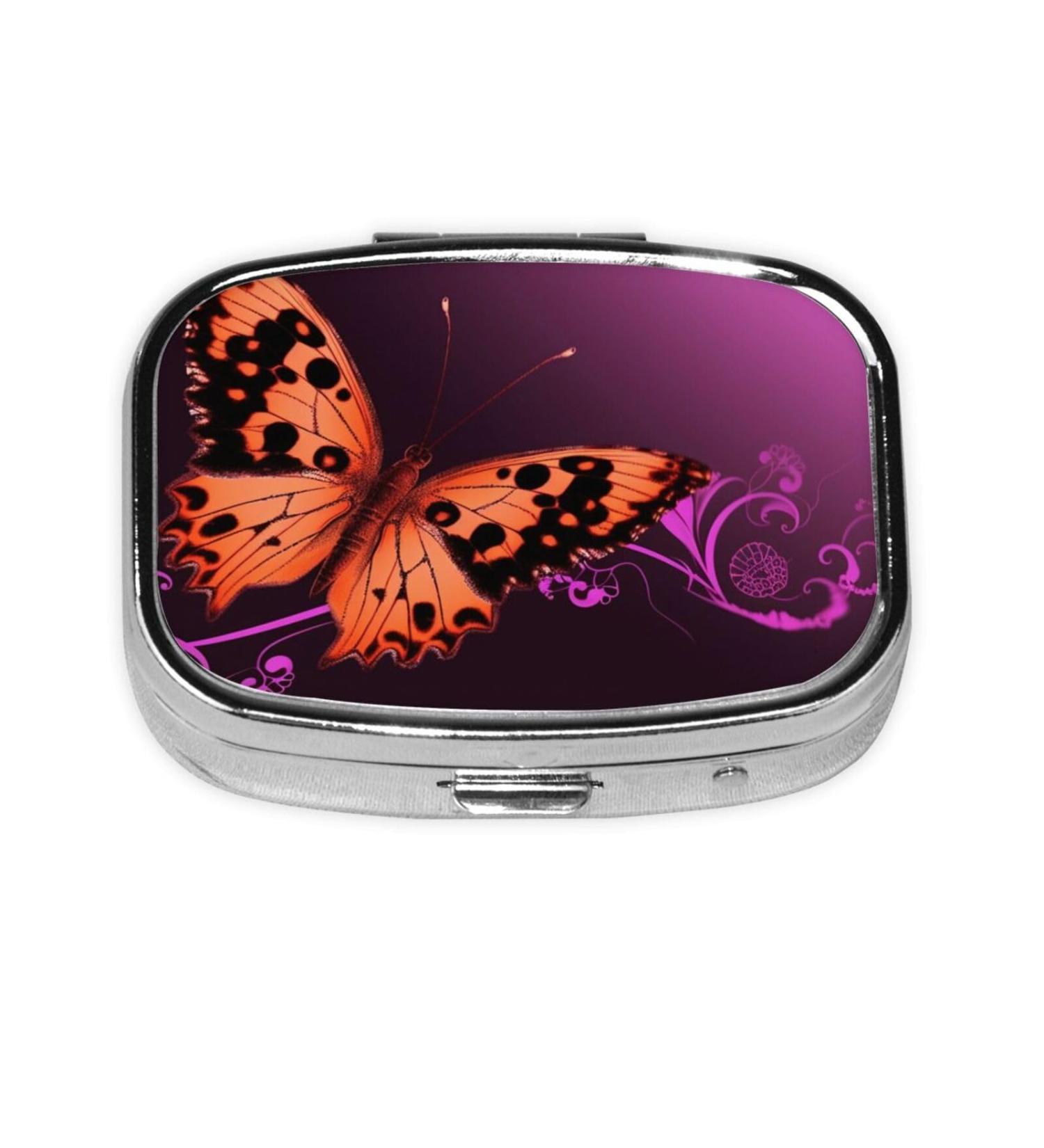 Nice Butterfly Printed Square Pill Box - Portable Travel Medicine Organizer for Easy Pill Storage - Buy Online on GoSupps.com