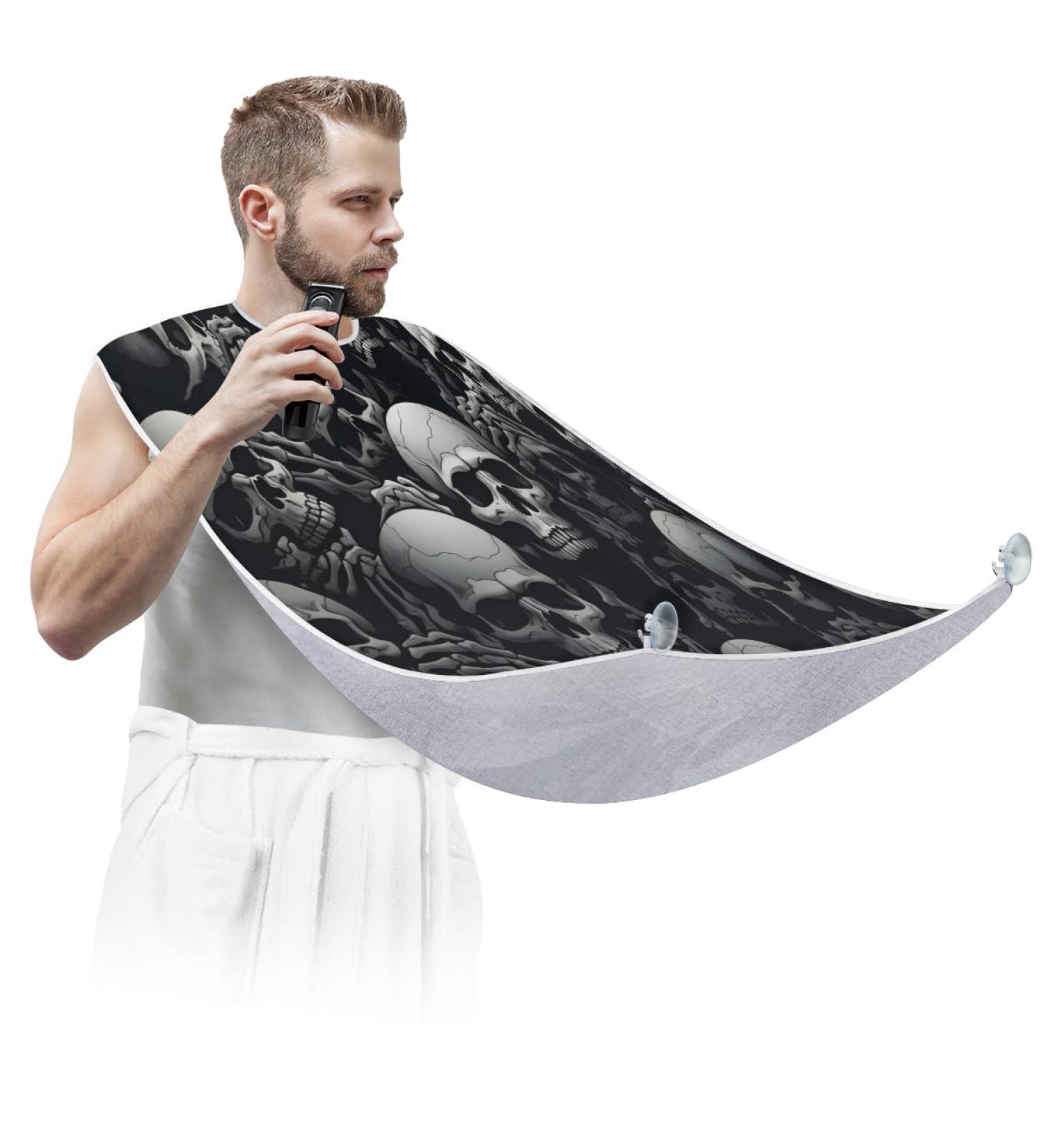 Halloween Beard Bib Apron - Skull Beard Hair Catcher | Perfect Men's Shaving Gifts for Dad & Husband | 2 Suction Cups Included - Buy Online on GoSupps.com