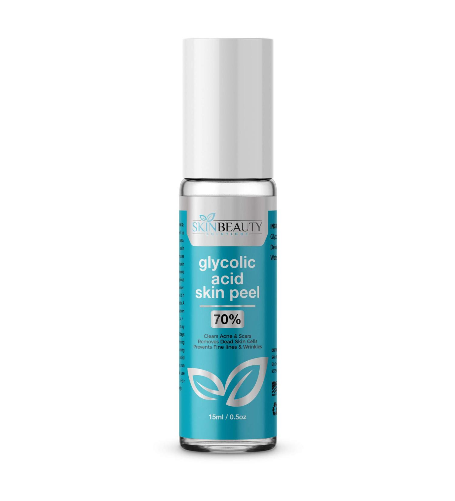 Skin Beauty Solutions 15 Ml Glycolic Acid 70% Skin Chemical Peel Roll-On-- Unbuffered - Alpha Hydroxy (AHA) For Acne Oily Skin Wrinkles Blackheads Large Pores & More - Buy Online on GoSupps.com