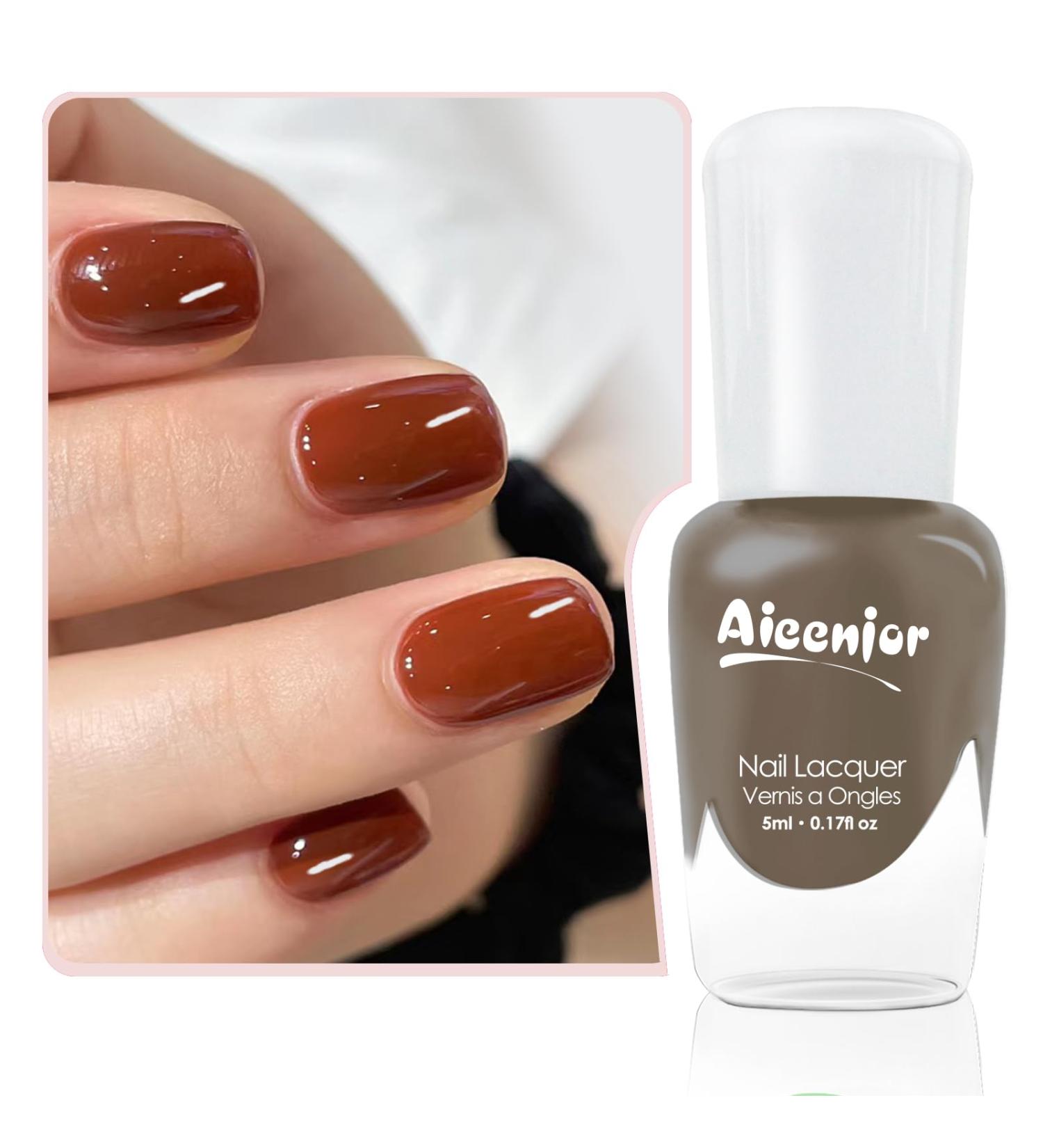  Aieenjor Nude Brown Nail Polish Water Based Removable Non-Toxic and Quick Dry Suitable for Formal Occasions Such as Weddings Jelly Nude Brown Nail Polish 10ml - Buy Online on GoSupps.com