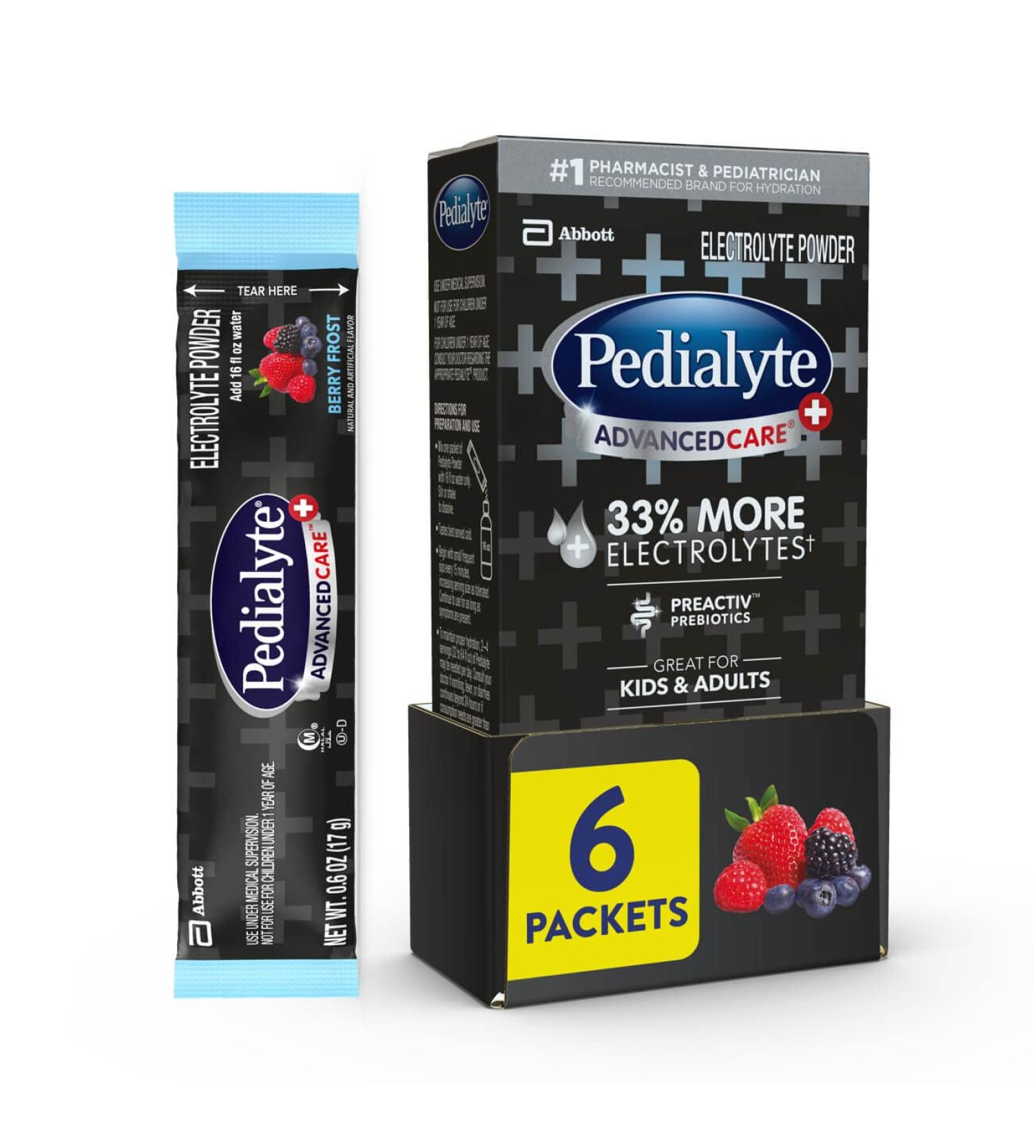 Pedialyte AdvancedCare Plus Electrolyte Powder 6 Pack - Berry Frost Flavor - Buy Online on GoSupps.com