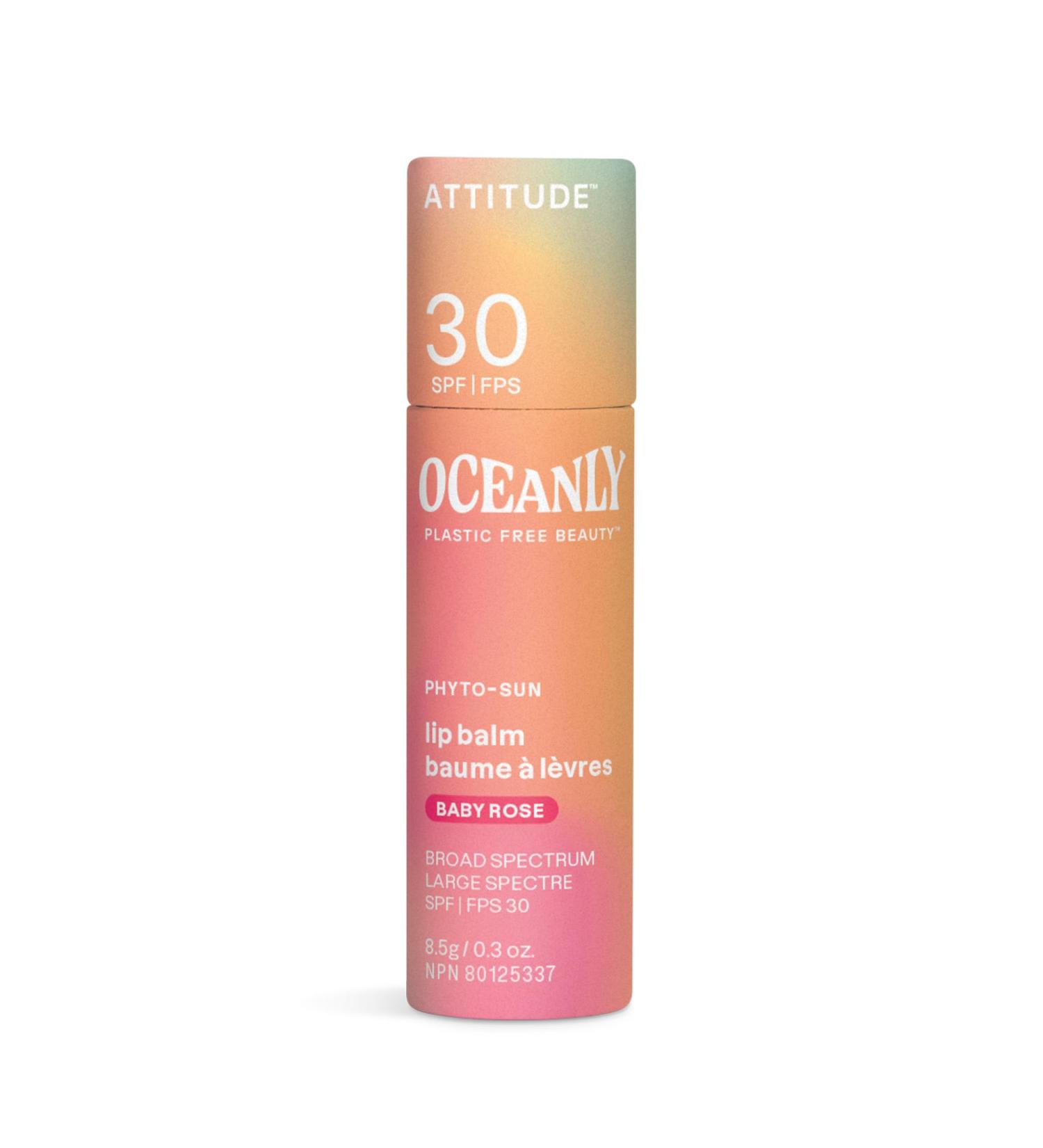 ATTITUDE Oceanly Tinted Lip Balm SPF 30 | EWG Verified Plastic-Free Vegan Broad Spectrum Protection | Baby Rose - 0.3 Ounce - Buy Online on GoSupps.com