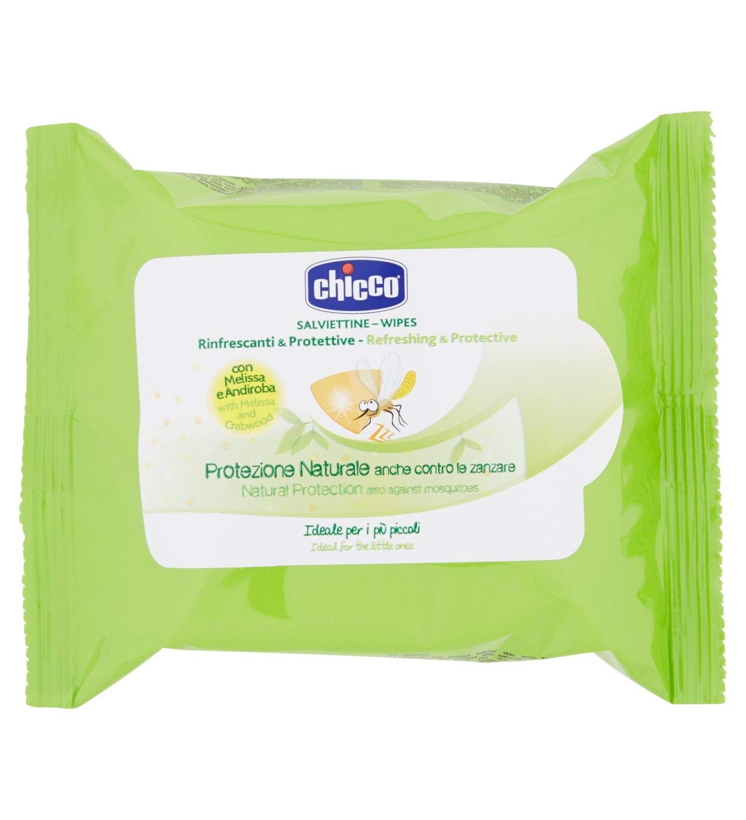 Chicco Disposable Wipes for Children - Natural Insect Repellent 20 Pack | International Shipping Available - Buy Online on GoSupps.com