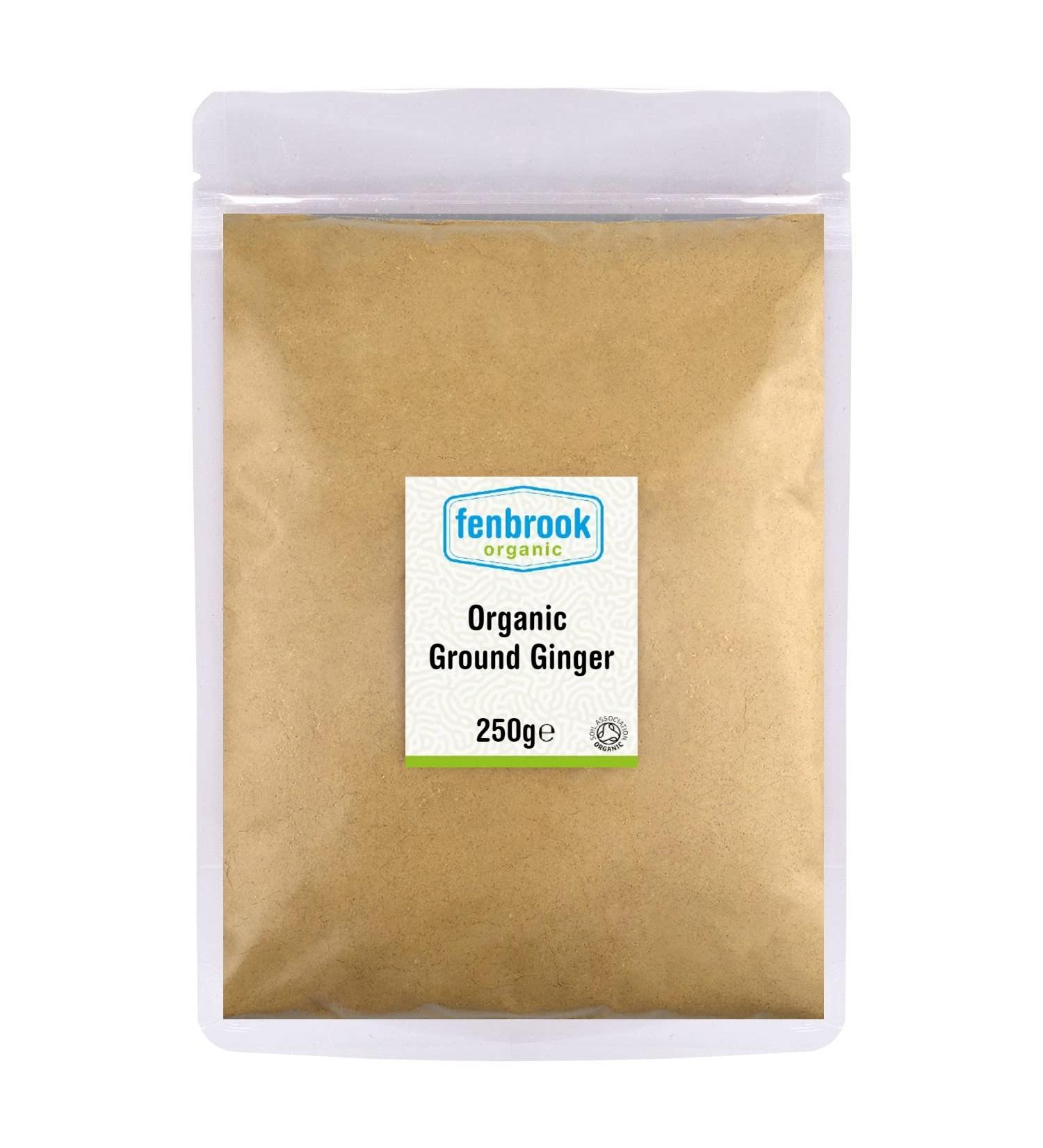 Fenbrook Organic 250g Ground Ginger Powder | Non-Irradiated Zingiber Officinale Roscoe from Sri Lanka - Buy Online on GoSupps.com