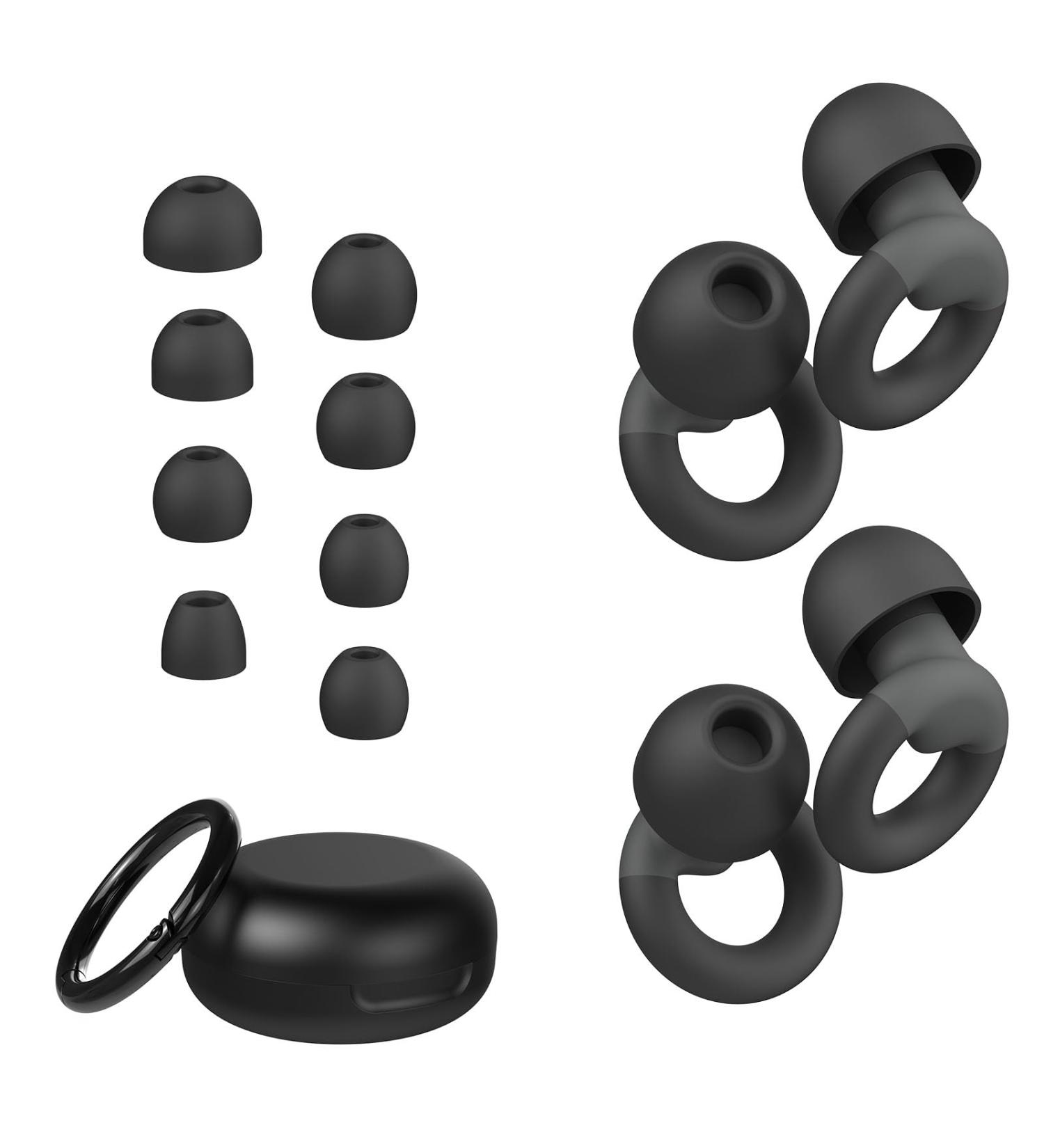 Ear Plugs for Sleeping - Reusable Noise Reduction Earplugs (25dB-30dB) with 8 Ear Tips | Soft Hearing Protection for Concerts Study & Work - Black - Buy Online on GoSupps.com