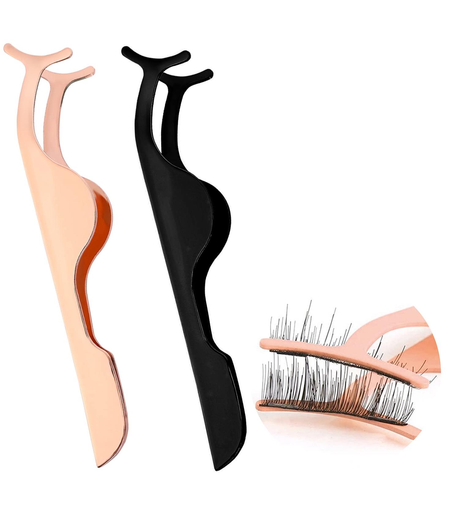 Sibba 2-Piece Lash Tweezers & False Eyelash Extensions Kit | Curler Supplies, Applicator Tool, Curved Angled Clip Holder | Eye Makeup Removal Set - Buy Online on GoSupps.com
