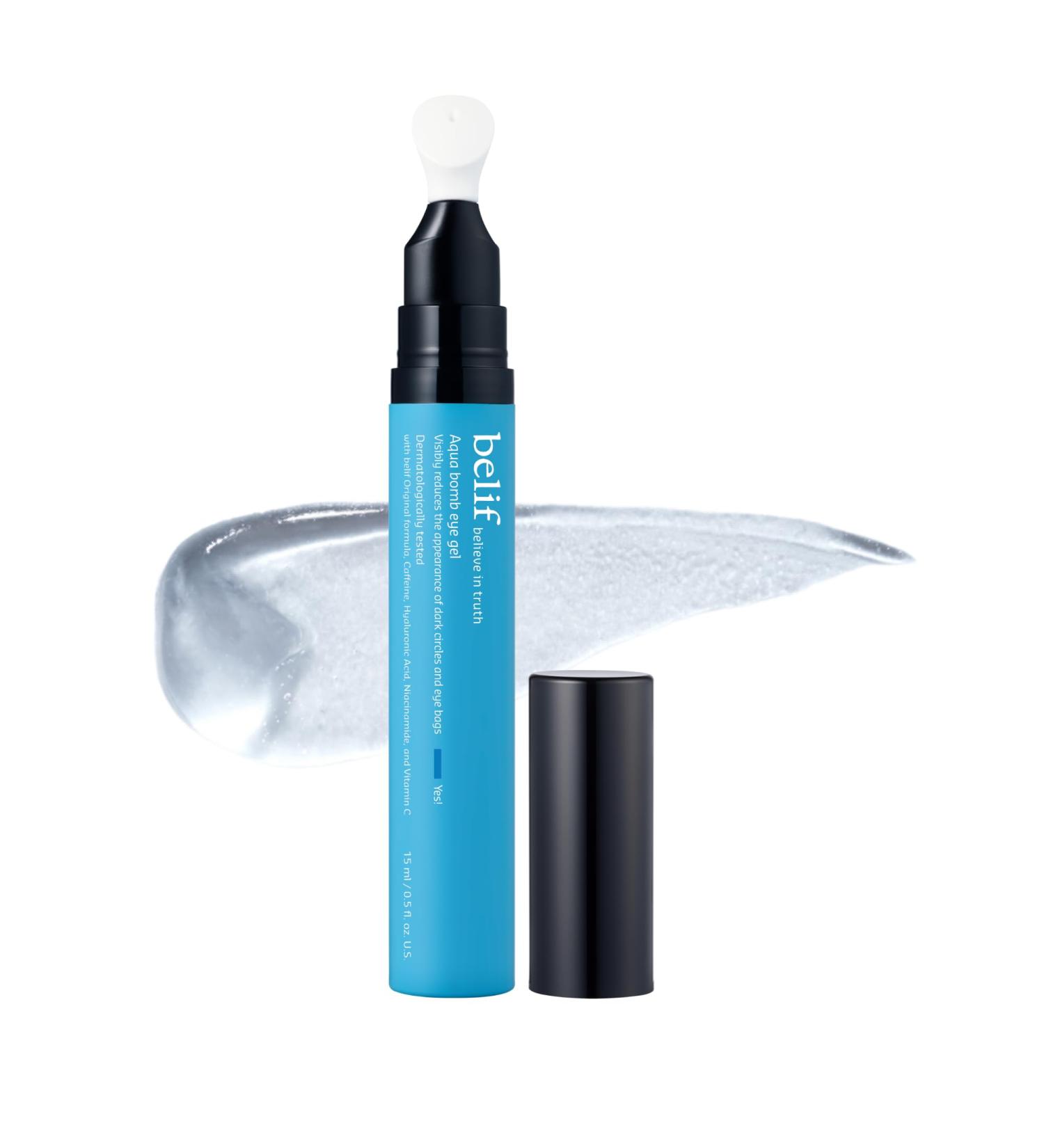 belif Aqua Bomb Cooling Eye Gel - Caffeine & Hyaluronic Acid for Puffiness Niacinamide & Vitamin C for Dark Circles Adenosine & Collagen for Firming Korean Skincare (15ml) Cooling Eye Gel 15ml - Buy Online on GoSupps.com