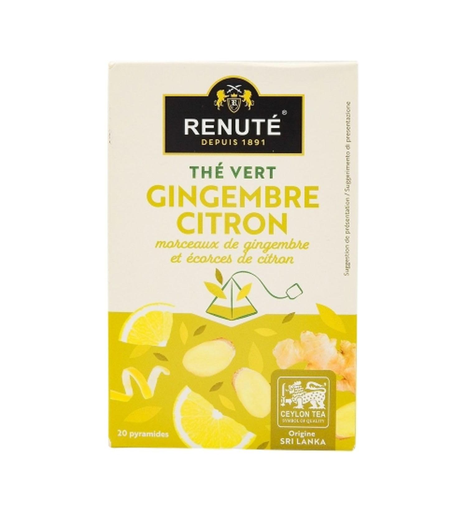 Renut Renut - Green Tea with Ginger and Lemon - 20 Tea Bags - 32g Box