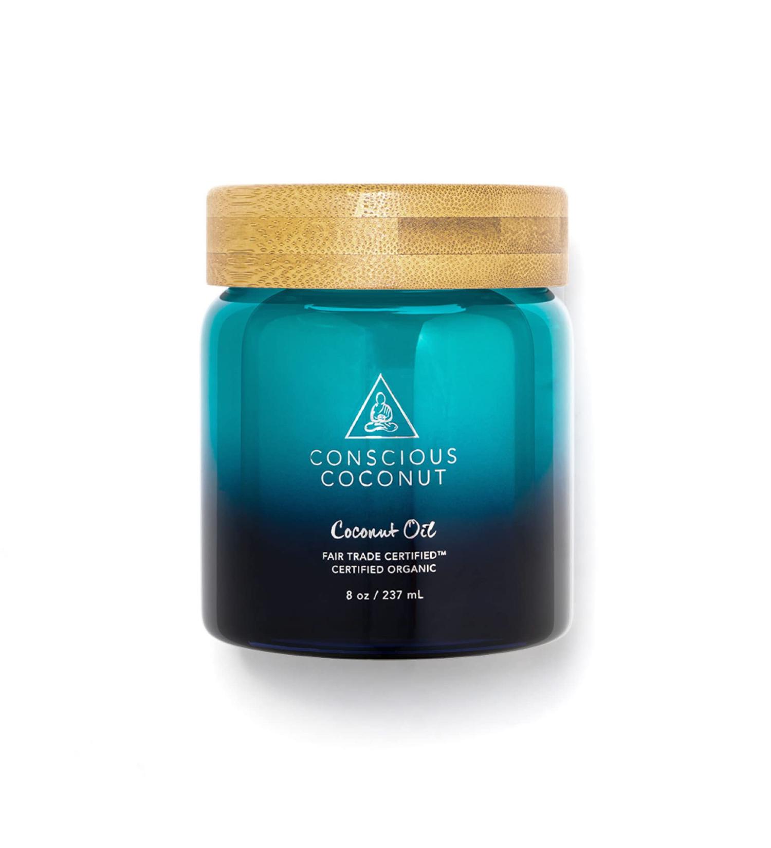Conscious Coconut Organic Coconut Oil for Skin Care | Raw Centrifuged Virgin Coconut Oil | Fair Trade Cold-Pressed 9 oz Glass Jar - Buy Online on GoSupps.com