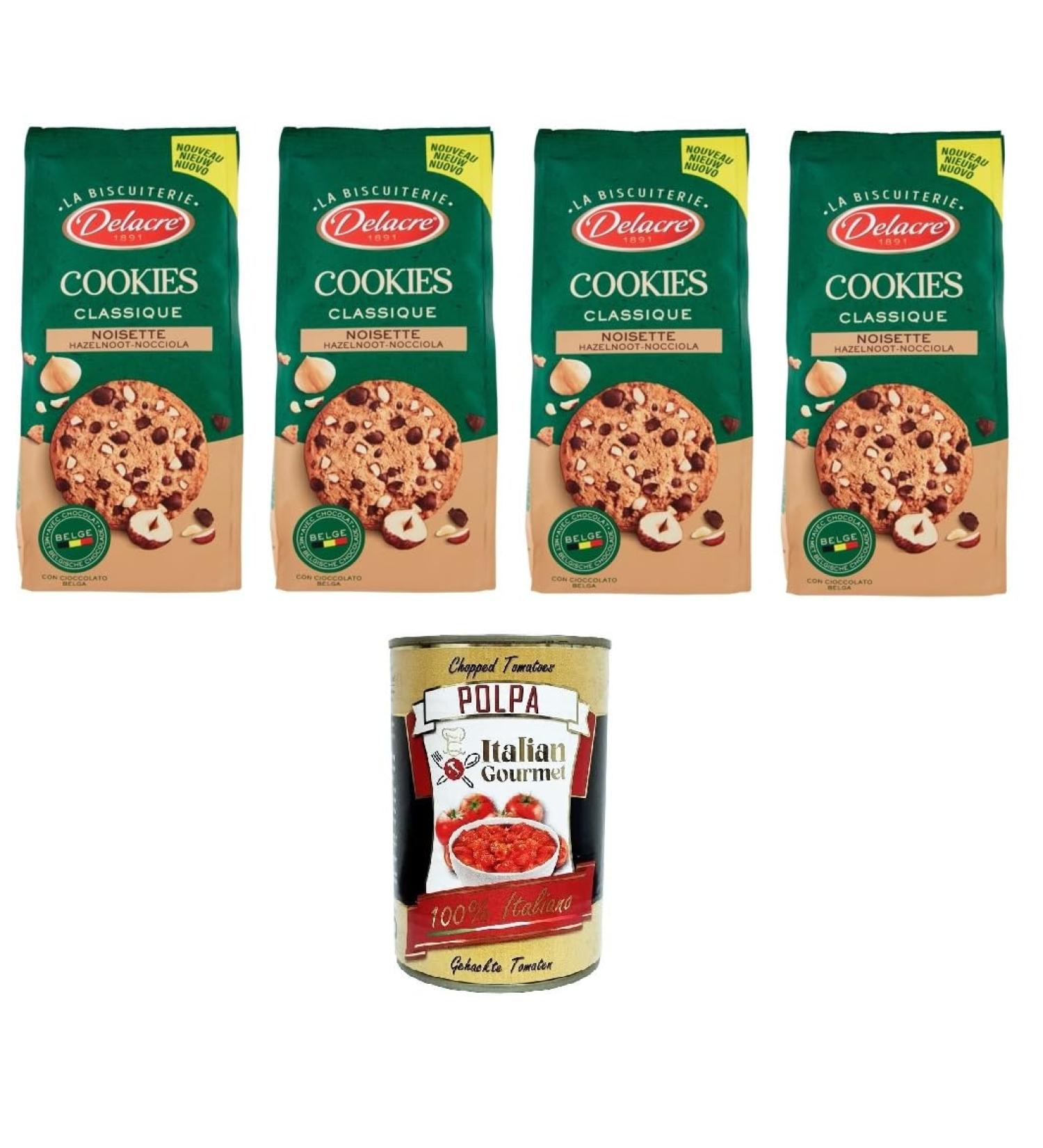  Italian Gourmet E.R. Delacre Cookies Classic Hazelnut 4 x 136g + Italian Gourmet Polpa 400g - Buy Online on GoSupps.com