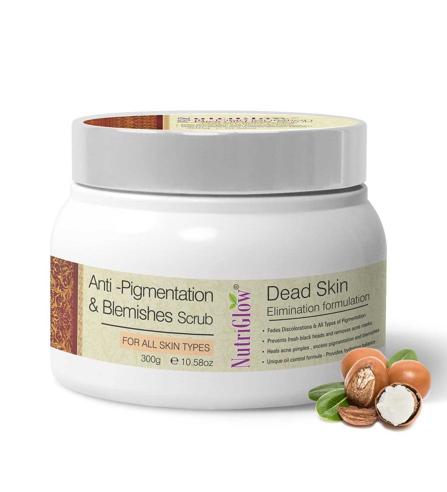 Nutriglow Anti Pigmentation & Blemishes Scrub with Shea Butter All Skin Types 300 Gm - Buy Online on GoSupps.com