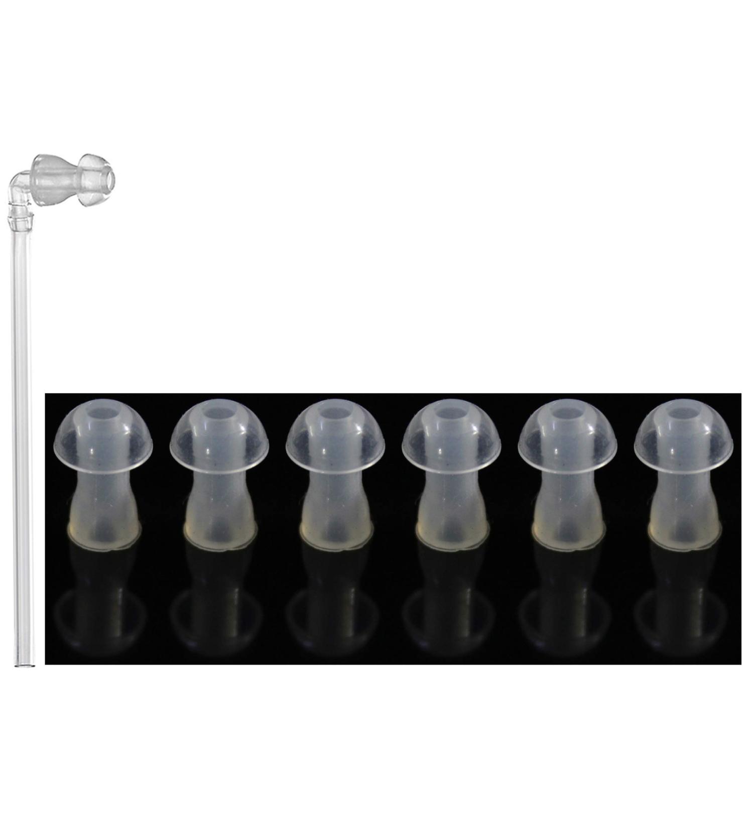 FCS Silicone Ear Tips for Hearing Aids - Replacement Domes with Tube & Elbow Connectors (6 Pack Small 8mm) - International Shipping Available - Buy Online on GoSupps.com