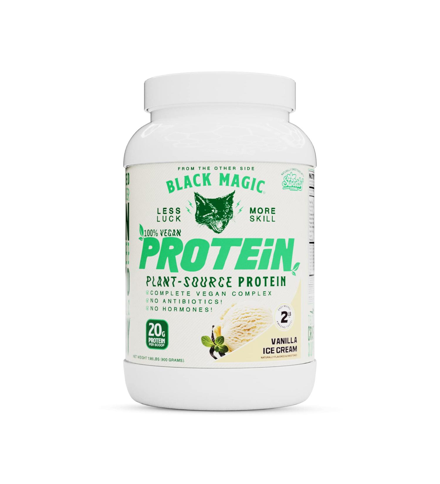 Black Magic Plant-Source Vegan Protein - 100% Keto Low Sugar Dairy Free - Vanilla Ice Cream Flavor 20g Protein per Serving - 2 LB - Buy Online on GoSupps.com