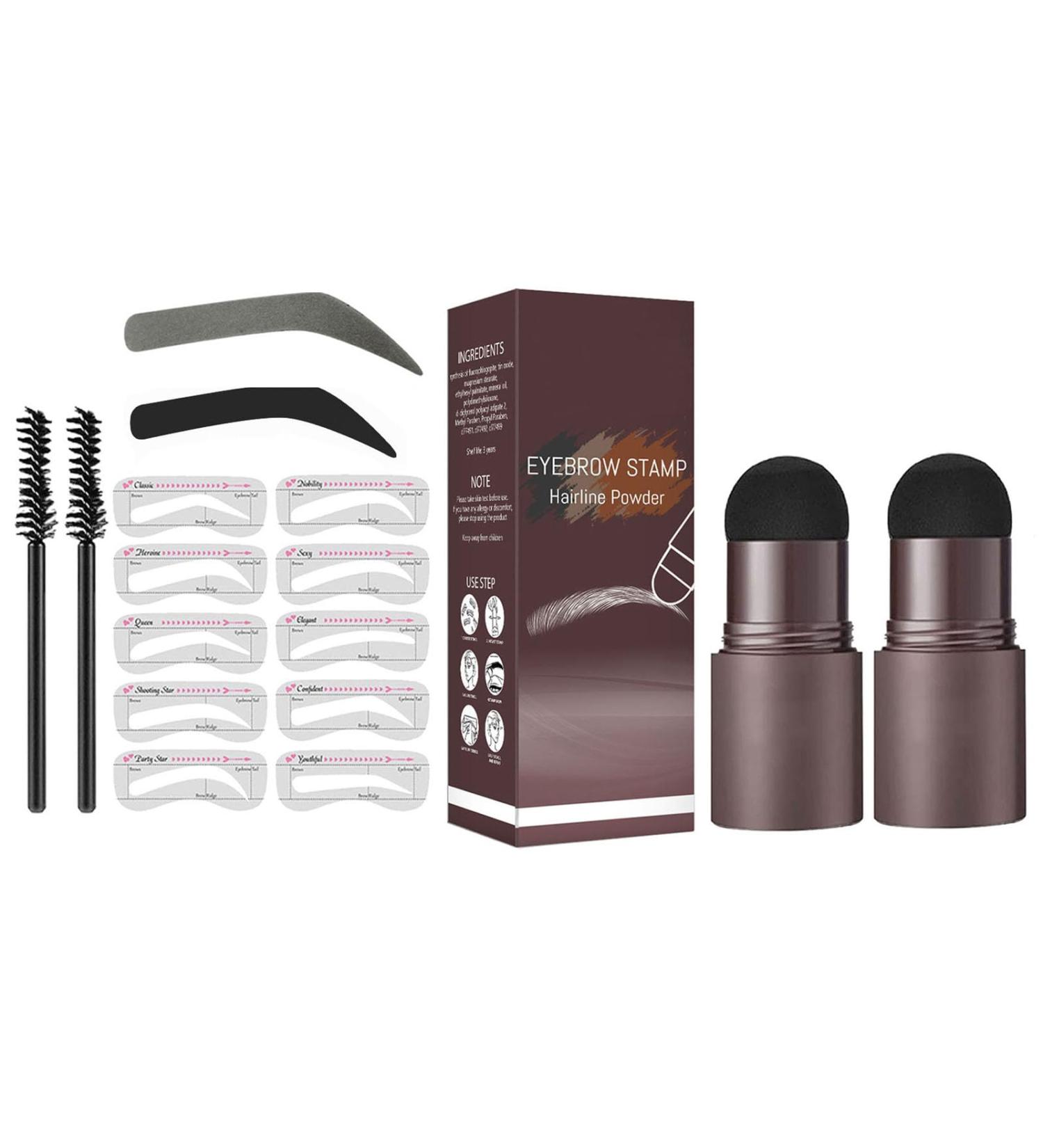 Eyebrow Stamp Eyebrow Stamp Stencil Kit Long Lasting Eye Brow Powder Eyebrow Stencils Brow Stencil Kit for Beginners 30 g (Pack of 1) C-Black & Dark Grey - Buy Online on GoSupps.com
